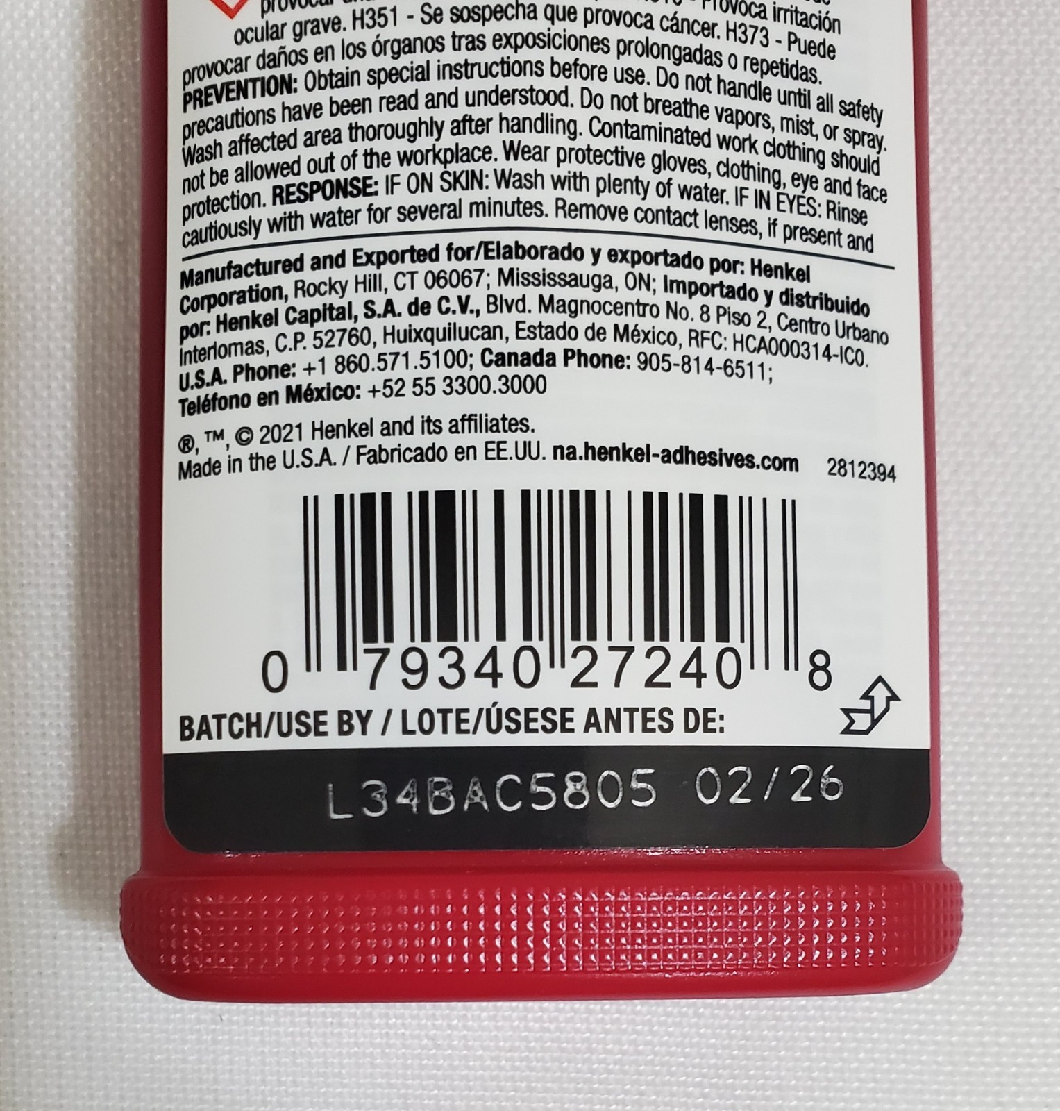 Loctite 272 Threadlocker High Strength Adhesive 50 mL 1.69 fl. oz EXP 02/2026