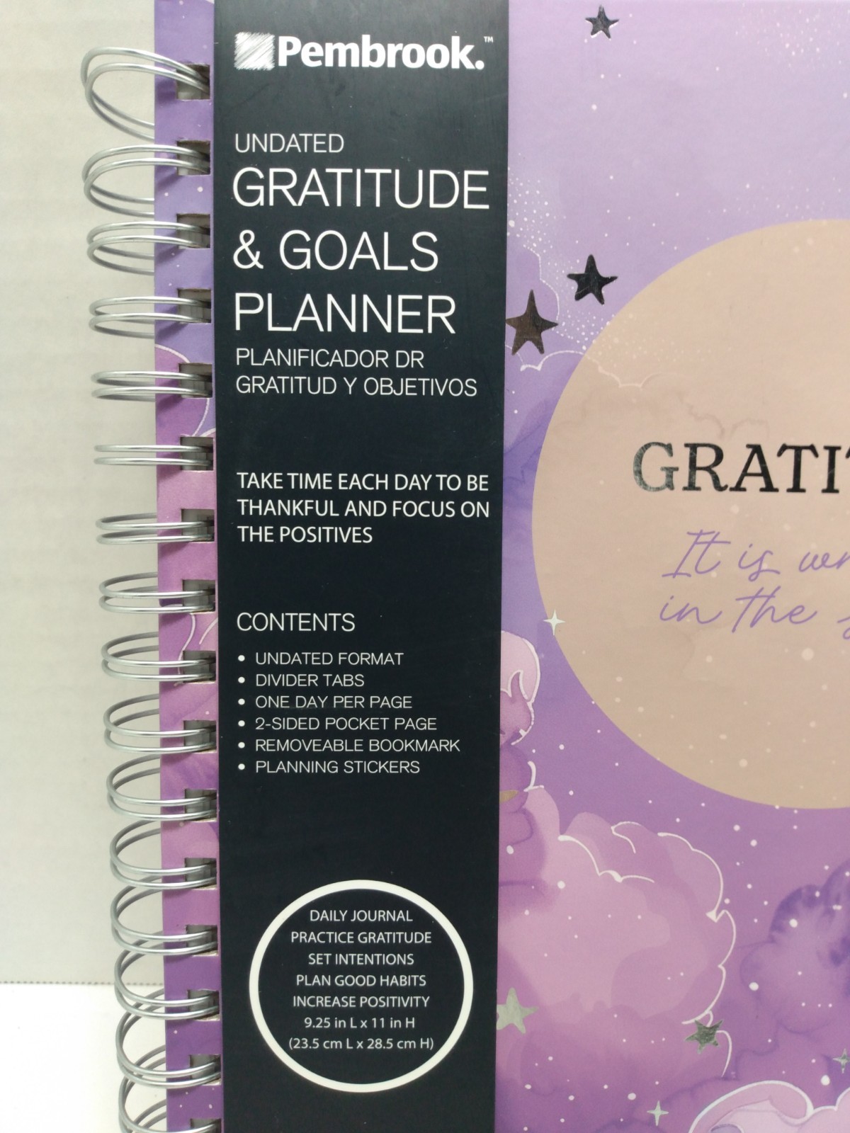 NEW UNDATED Pembrook GRATITUDE Monthly PLANNER GOALS Stickers Pocket Ruler