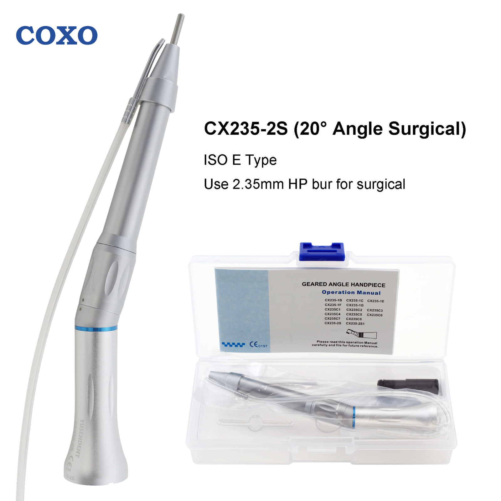COXO Dental Surgical Handpiece 20:1 Implant Contra Angle 1:1 Straight Attachment