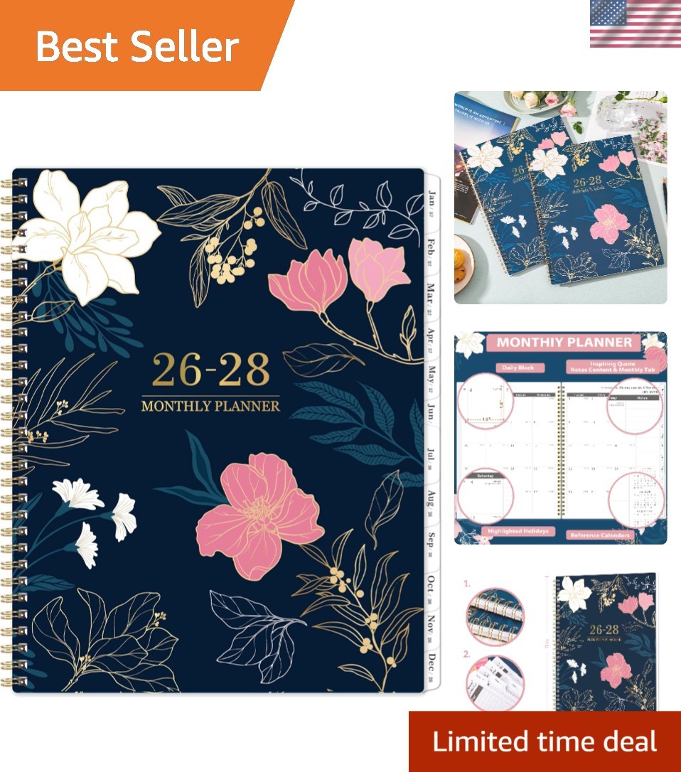 2026-2028 Elegant Desk Calendar 9″ x 11″ – Functional Monthly Planner with Tabs