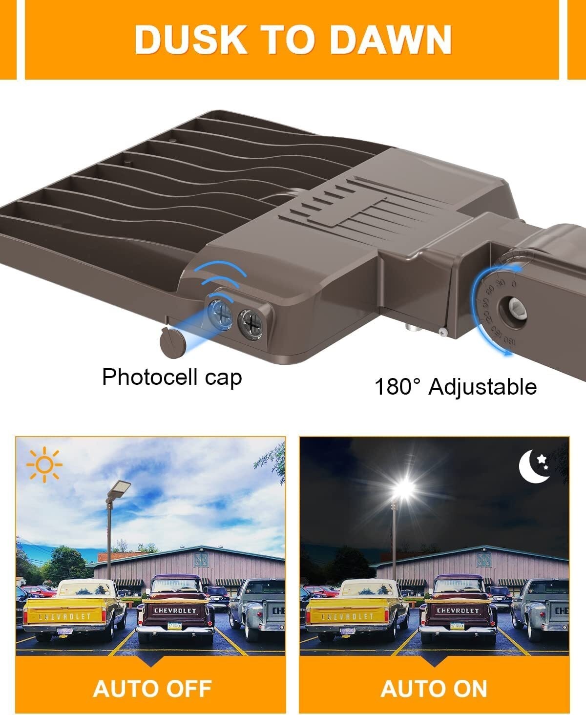 LED Parking Lot Lights 200W 28000LM 2 Pack Slip Fitter Mount Dusk to Dawn IP65