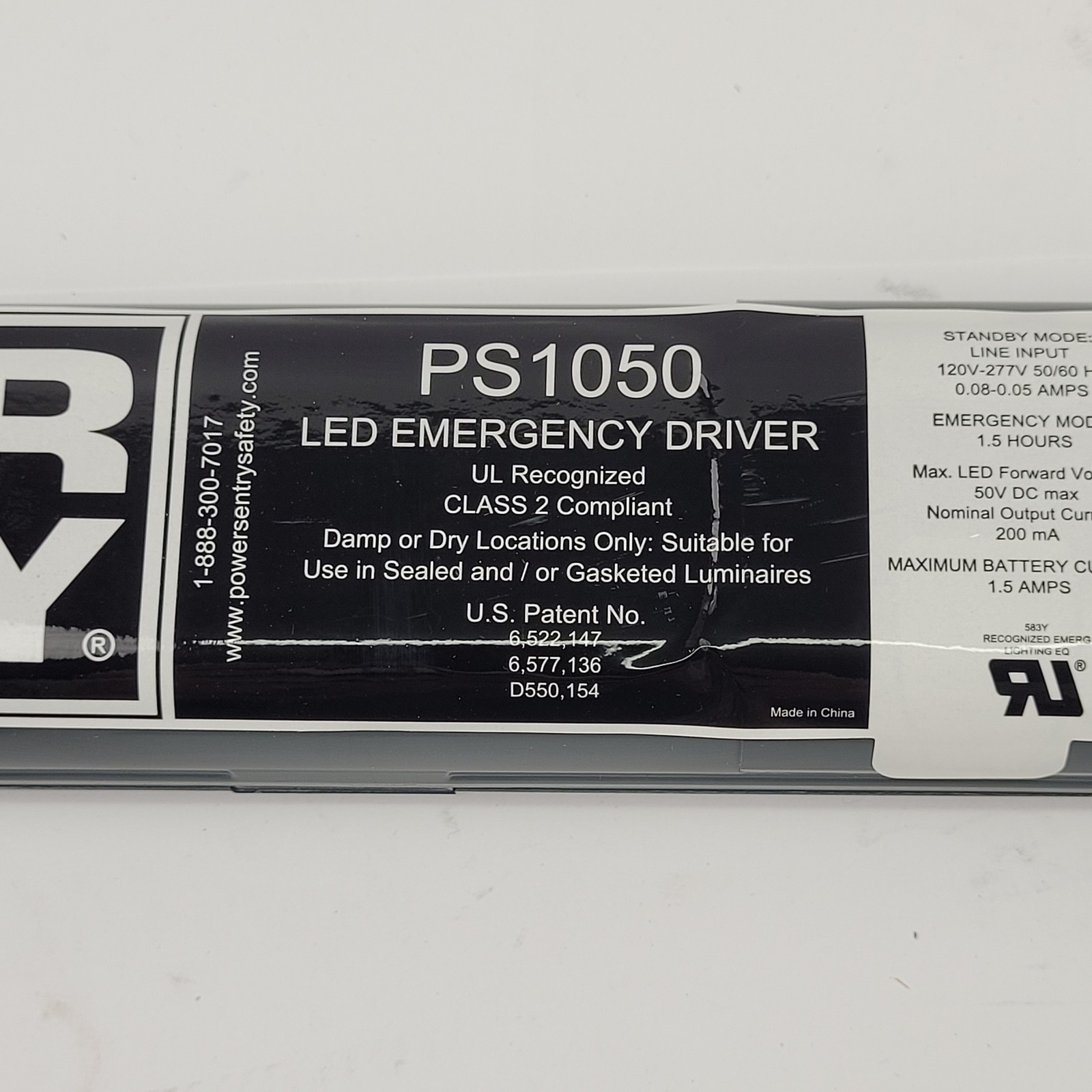 Power Sentry PS1050 LED Emergency Driver, 120-277V, 50/60Hz – NEW