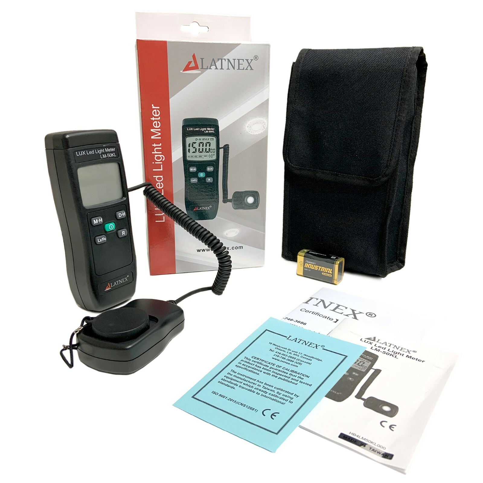 LATNEX Digital Lux LED Light Meter LM-50KL – Includes Calibration Certificate