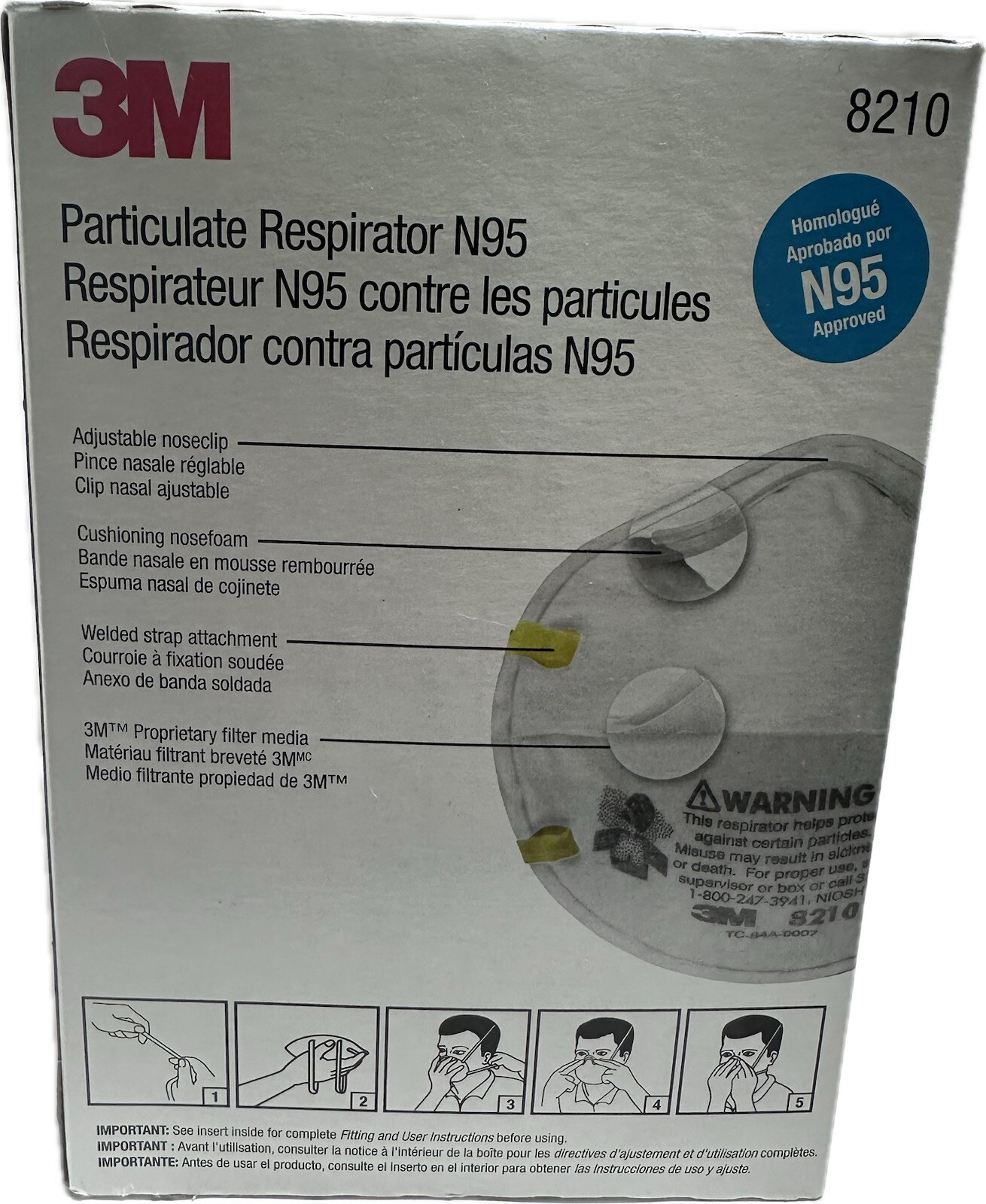 3M 8210 N95 Particulate Respirators, 20/Dispenser (Pack of 20) New – EXP 07/2025