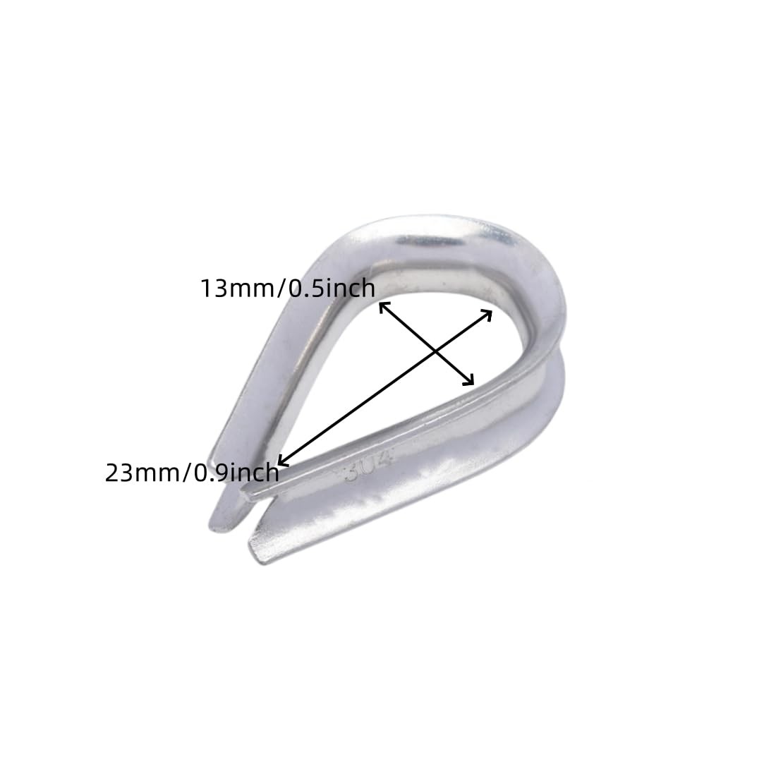 20 Pack M5 Stainless Steel Thimble, 5/32-3/16 Inch Wire Rope Cable Rigging