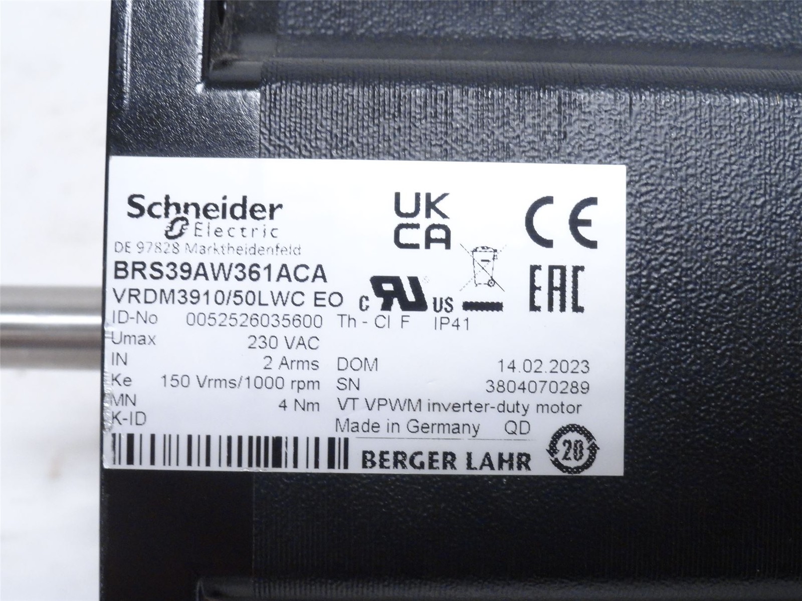 245954 New-No Box; Schneider BRS39AW361ACA Stepper Motor; 3PH; 230VAC; 325VDC