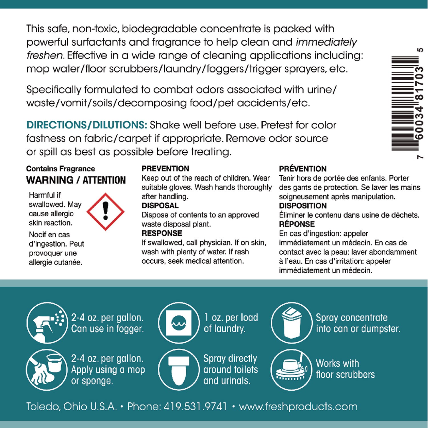 Fresh Products Conqueror 103 Odor Counteractant Concentrate, Tutti-Frutti, 32oz