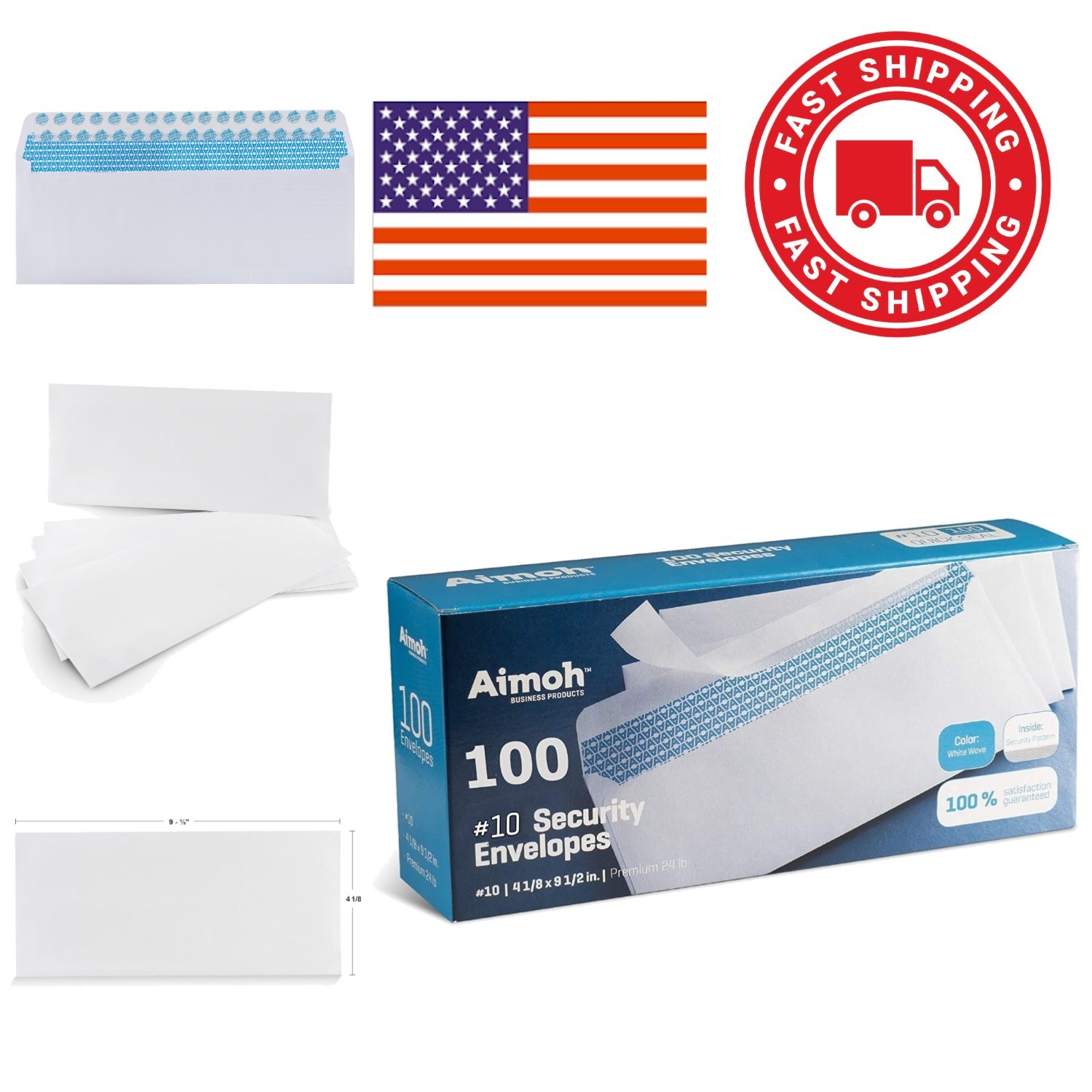 Self Seal Security Envelopes 100 Count White 4.125 x 9.5 Inches for Everyday Use