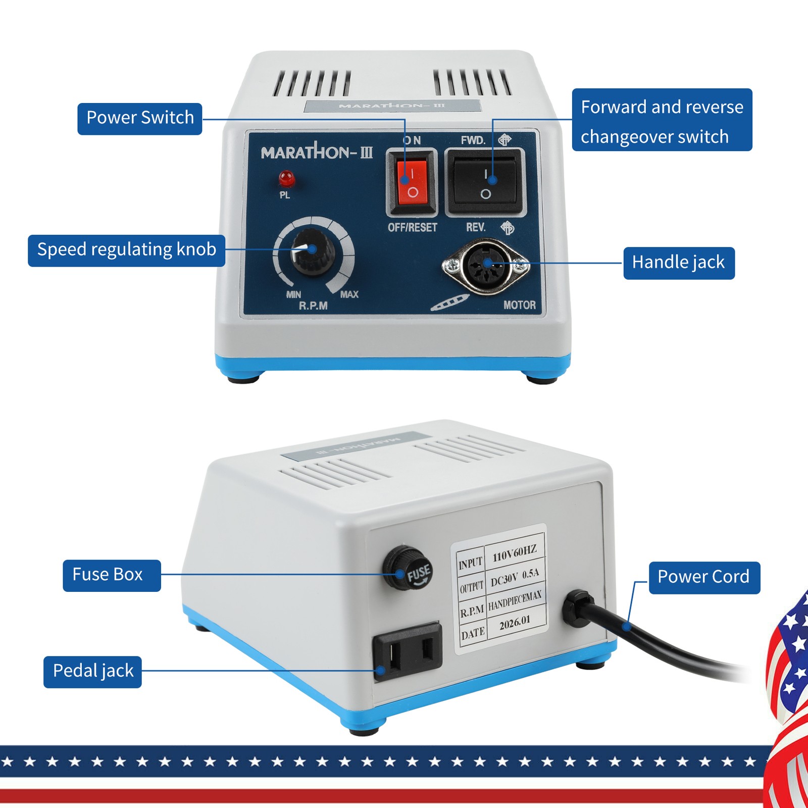 Dental Lab Marathon Electric Micromotor Polishing Unit 35K rpm Motor
