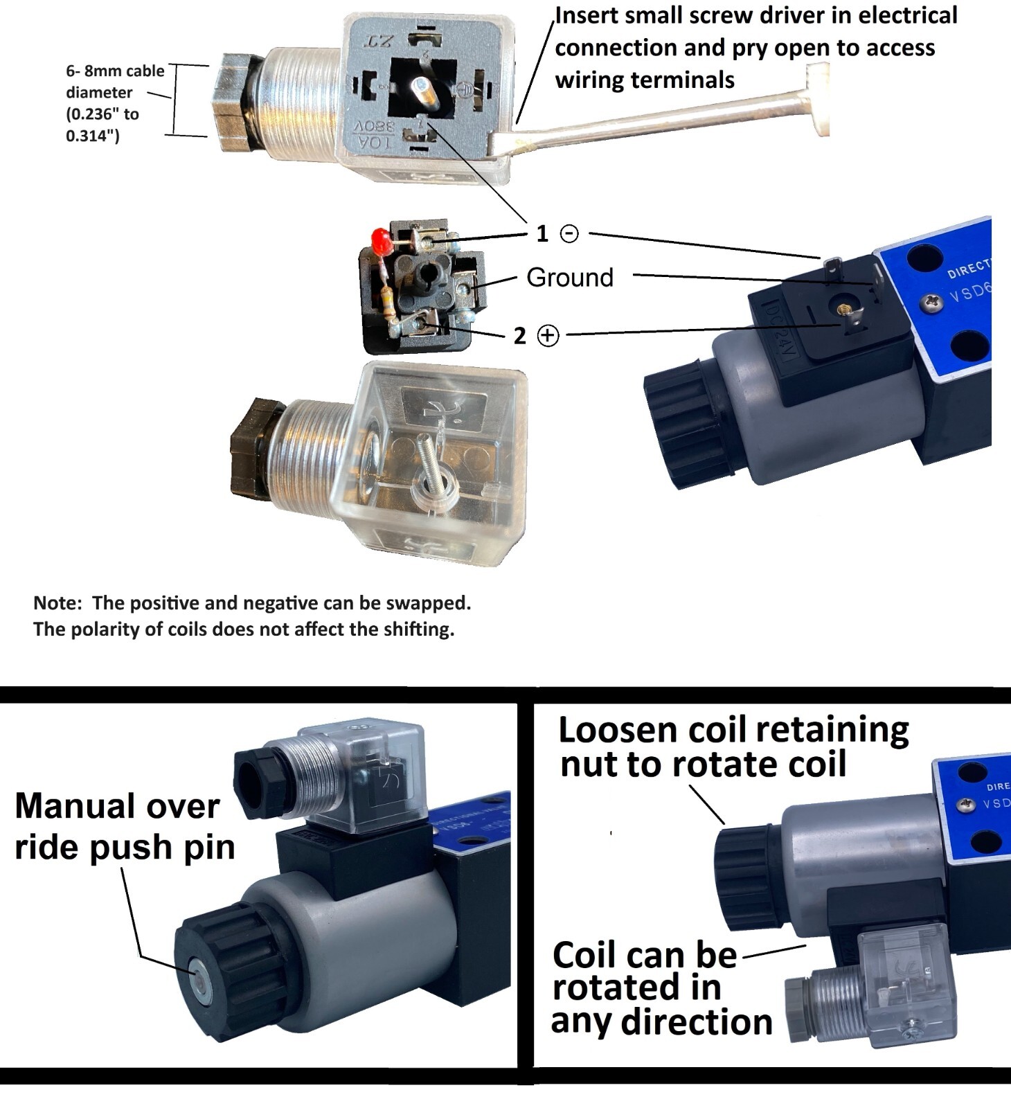 Hydraulic Electrical Solenoid Valve with manual lever D03 (NG6) 3 position