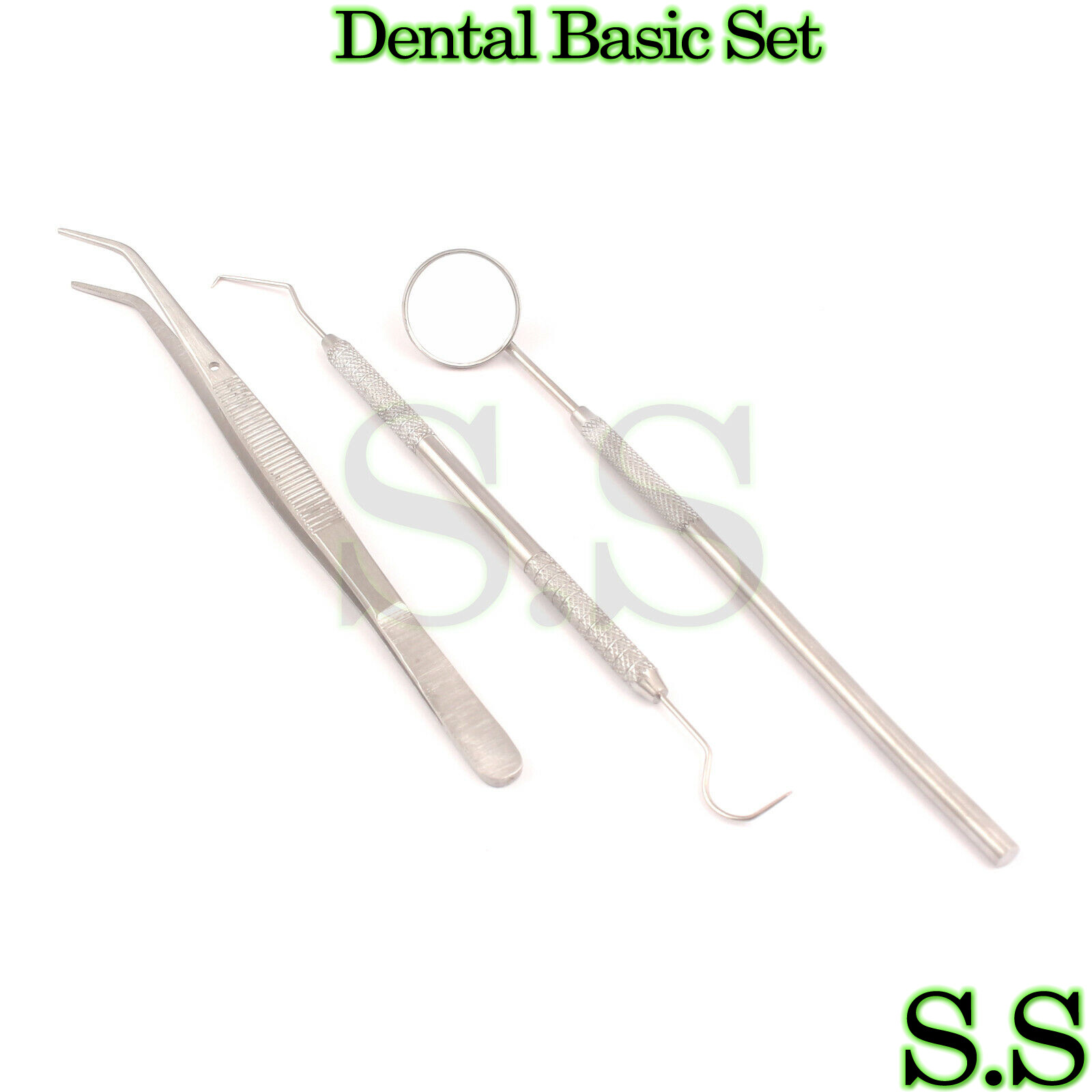 Basic Examination Dental Kit Set Of 3, Hygiene Kit With College Tweezer Pr-154