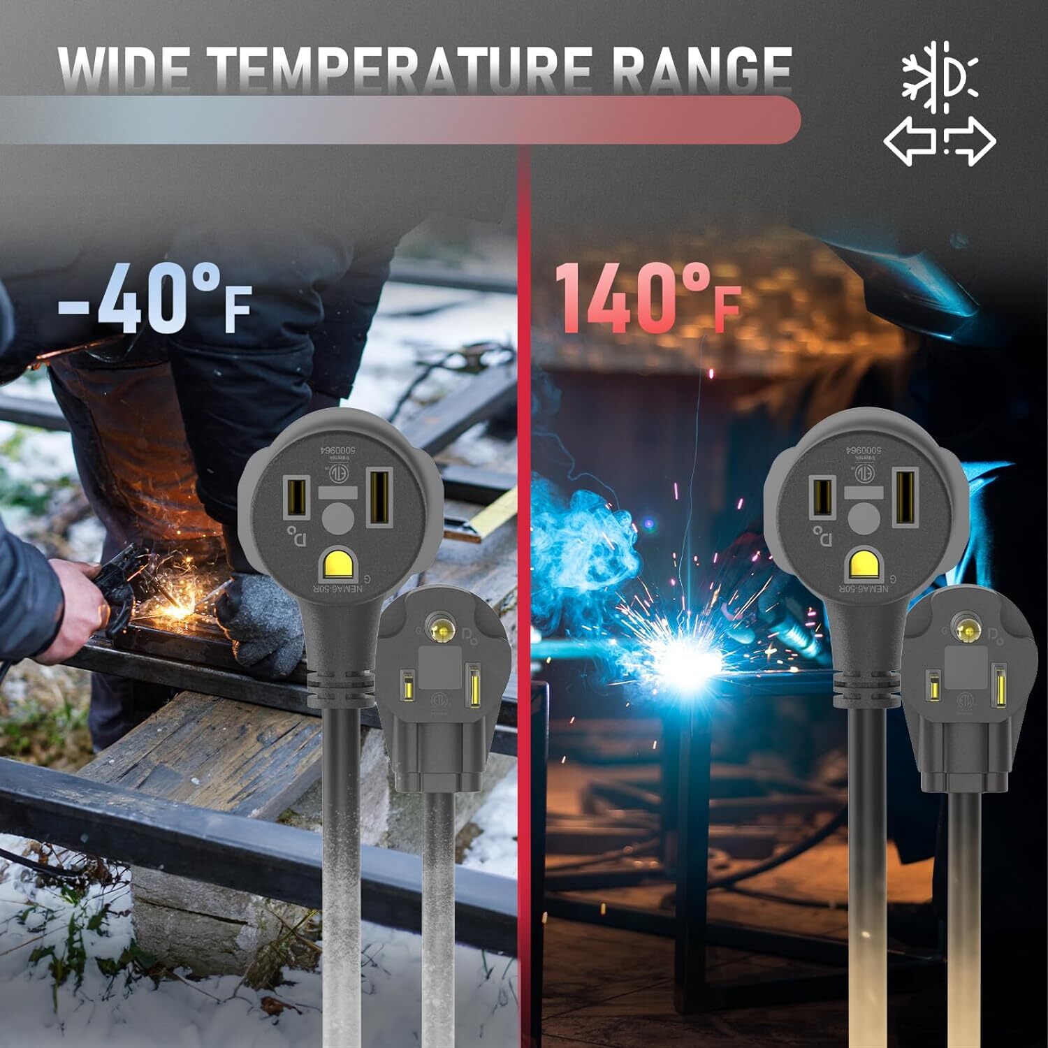 YESWELDER 20ft 12AWG 250V Welder Extension Cord 15Amp NEMA 6-50 ETL Approved