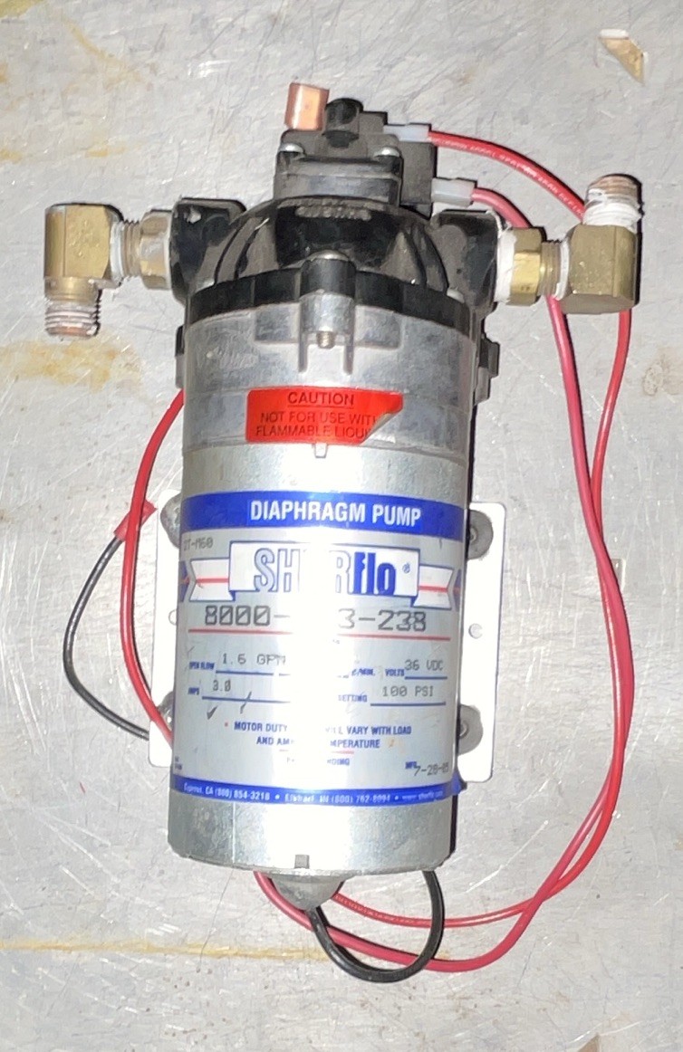 Shurflo Single Diaphragm Pump 36 VDC 1.6 GPM 100 PSI 3/8 in Poly