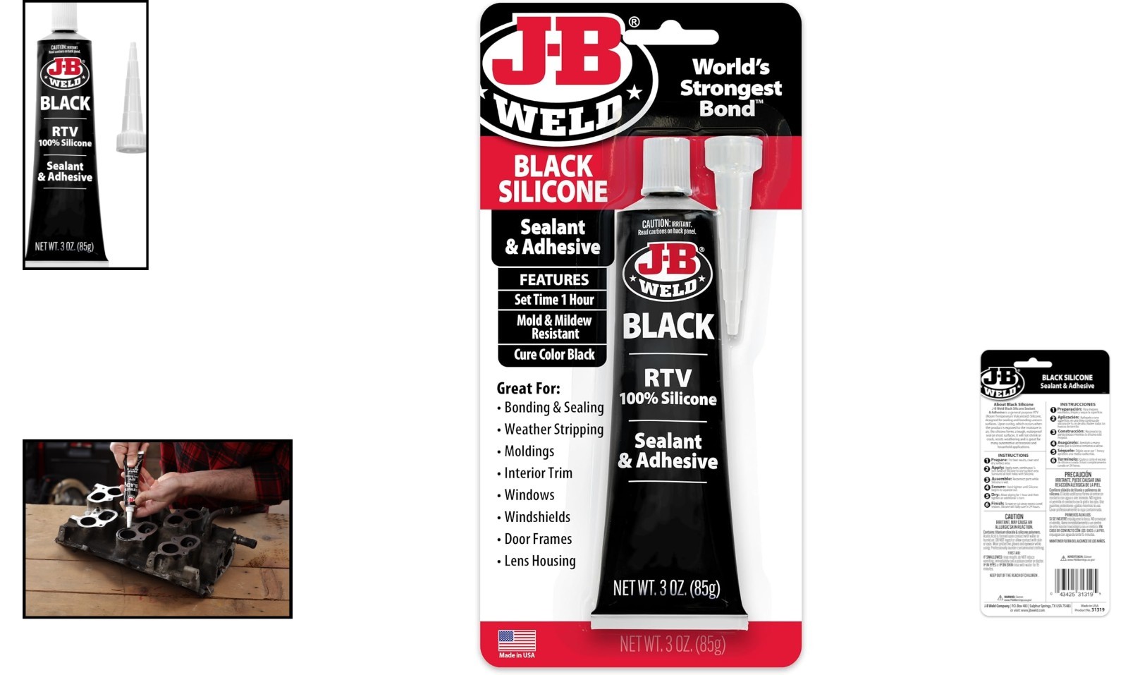 Versatile Black RTV Silicone Sealant & Adhesive – 3 Oz., Perfect for Any Surface
