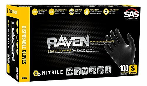 SAS Raven (LARGE) Black Nitrile Gloves Powder Free 66518 Box Of 100
