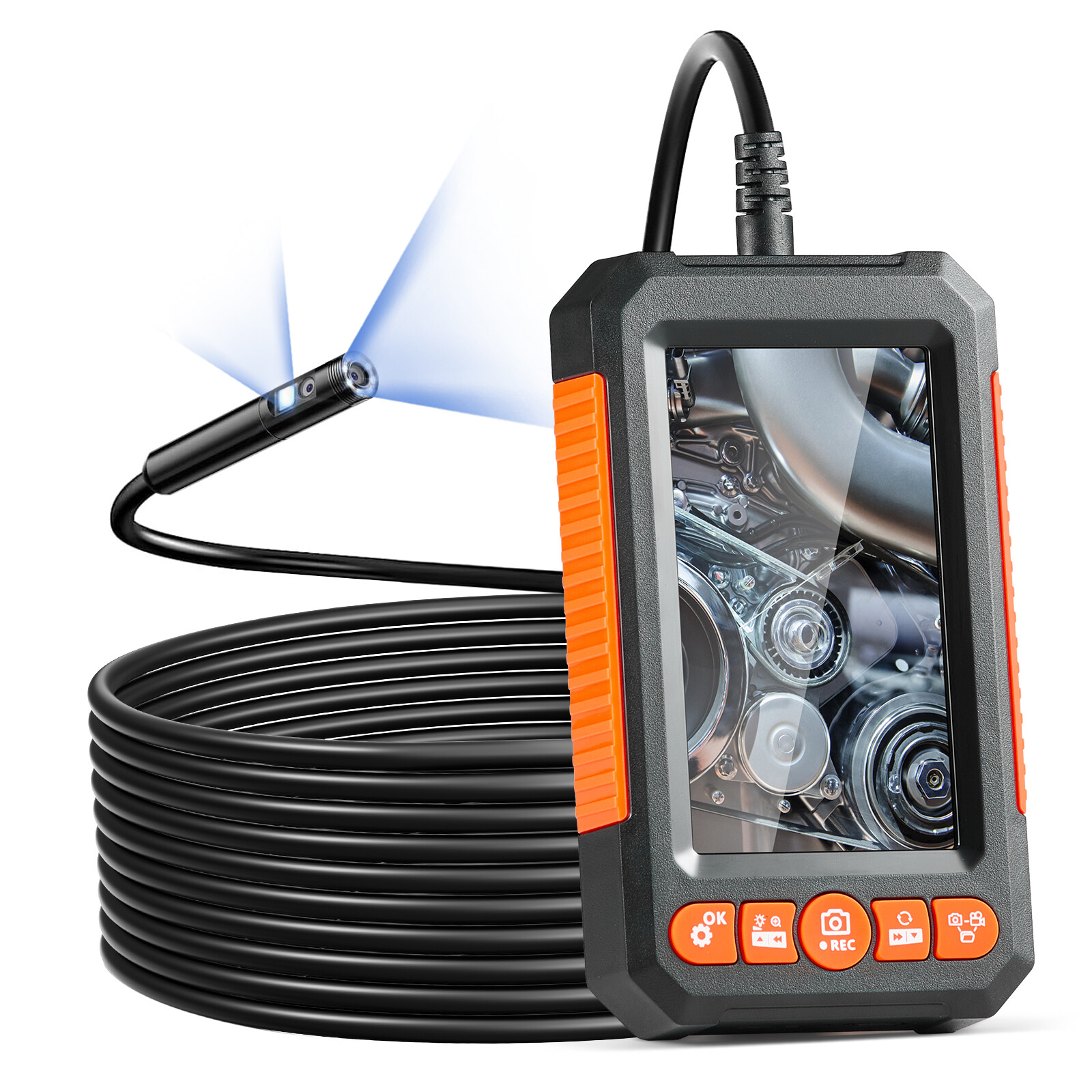 VEVOR Endoscope Camera with Lights Dual Lens Borescope 16.4FT Cable 4.3″ Screen