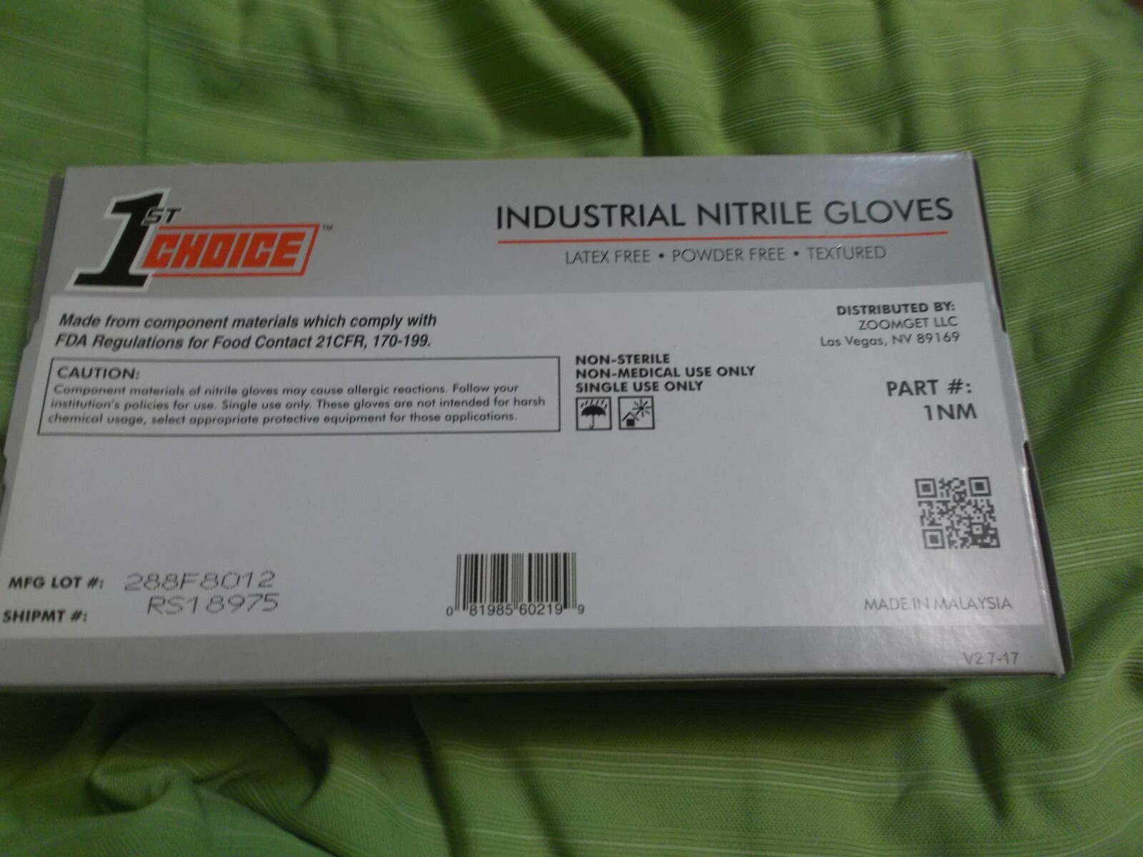 New Box of 100 Blue Nitrile Powder/Latex Free Safety Gloves-Sz Medium-US Seller