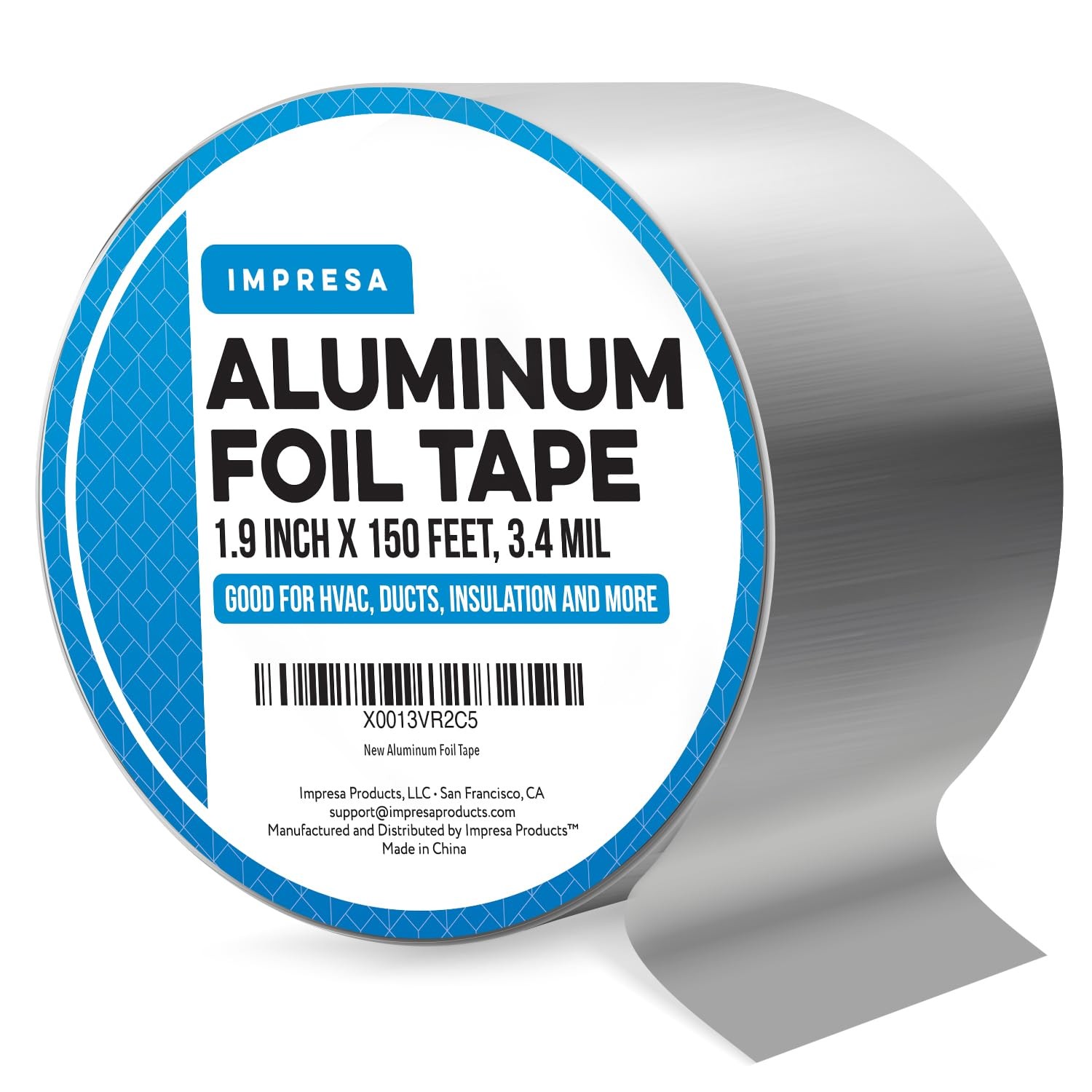 Impresa Aluminum Foil Duct Tape – 1.9 in x 150 ft 150 Feet / 50 Yards, Silver