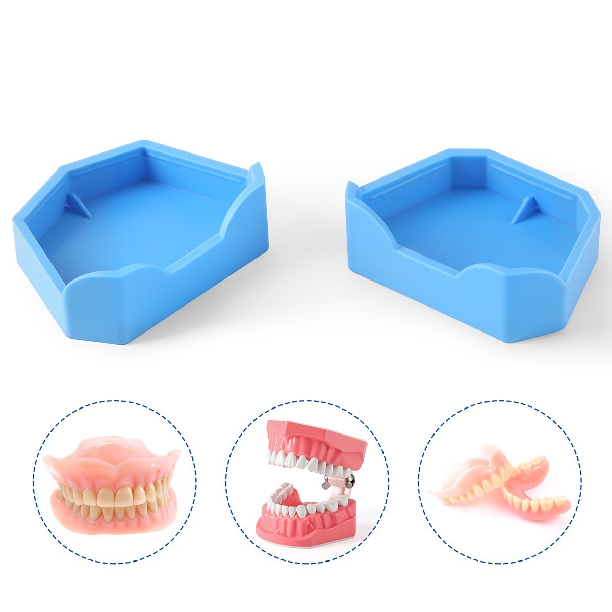 6pcs/set Dental Silicone Rubber Lab Plaster Model Former Base Molds Tool Tray