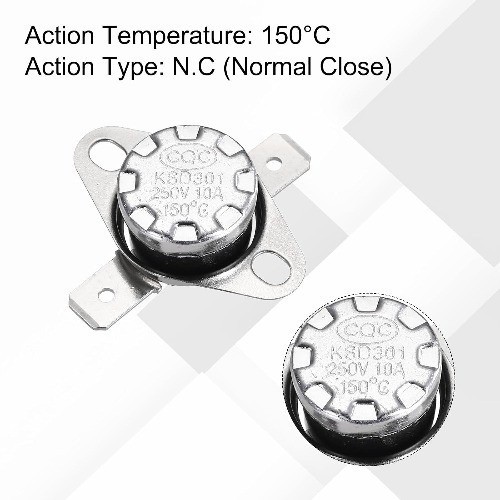 KSD301 Thermostat 150°C/302°F 10A Normally Closed N.C Adjus Number of Items: 8