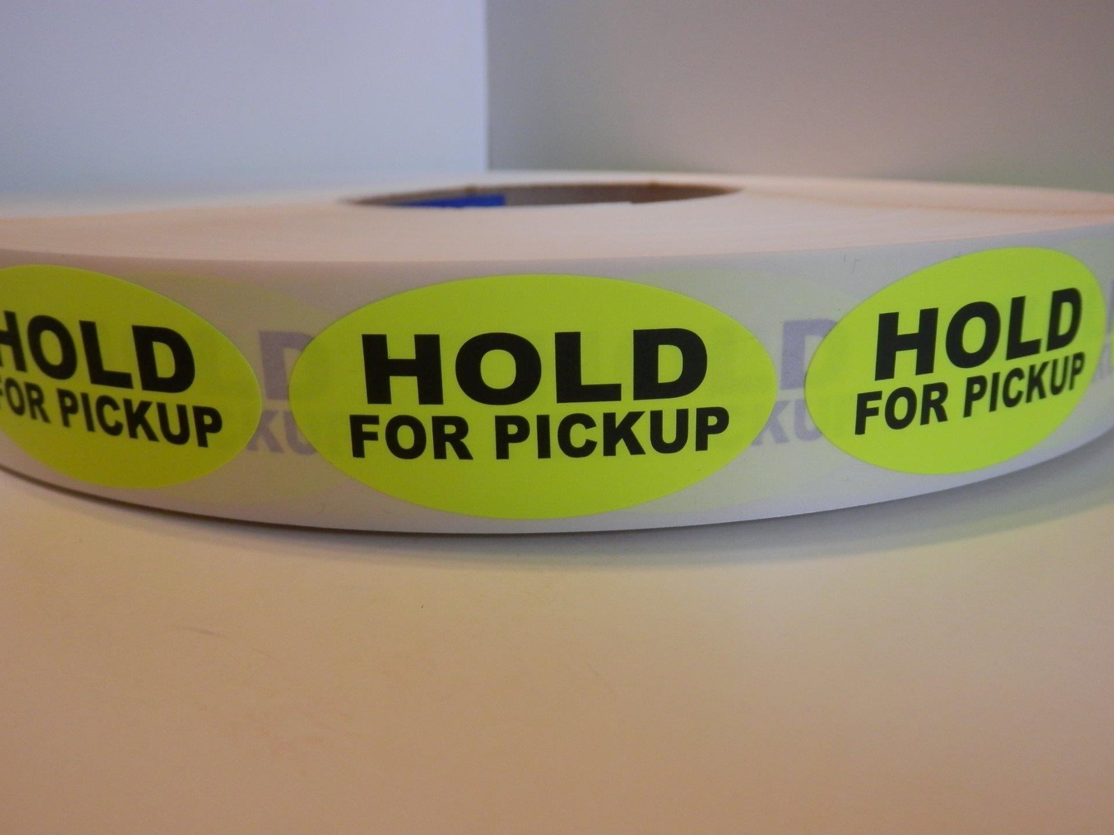 HOLD FOR PICKUP 1×2 oval sticker label fluorescent chartreuse bkgd 250/rl
