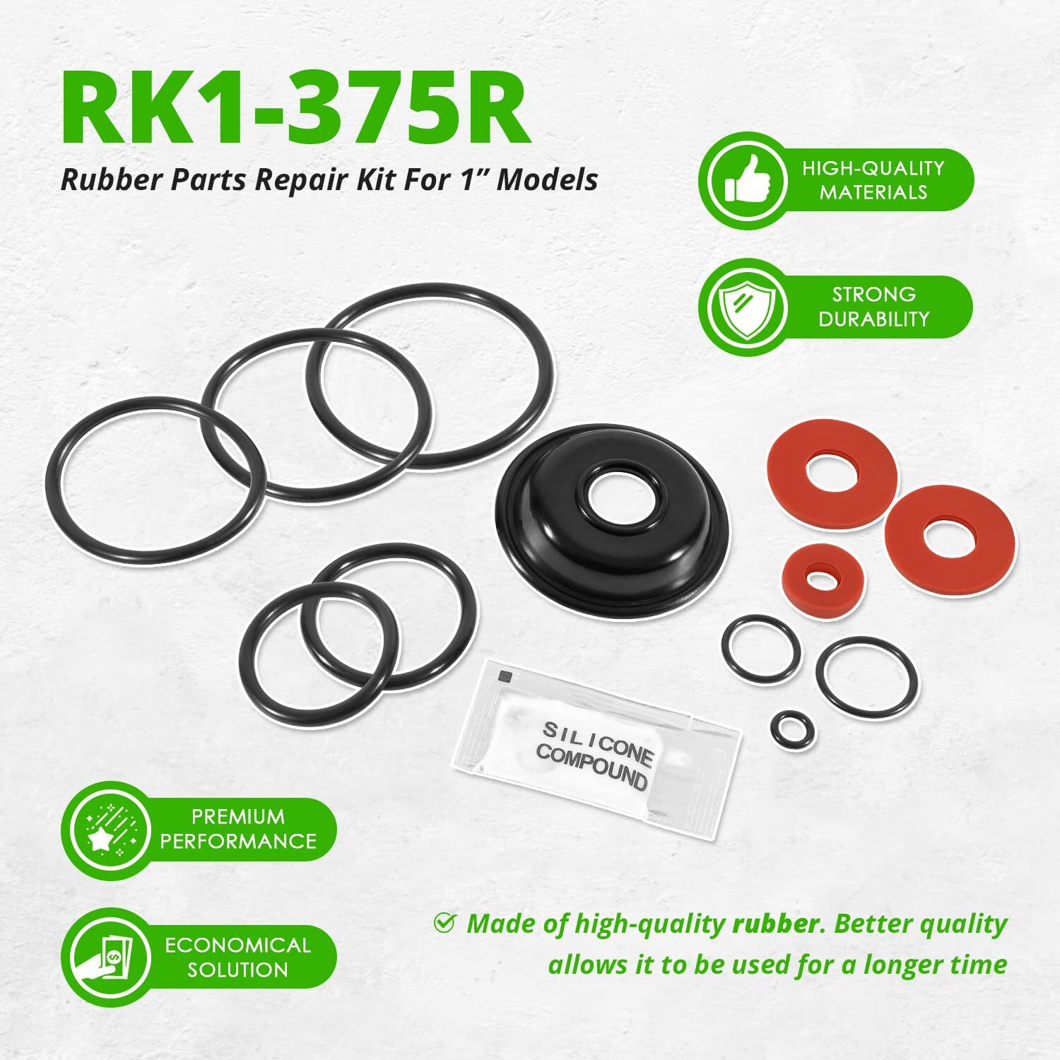 Replace for Wilkins RK1-375R Rubber Repair Kit Fit for 1″ Model 375 375XL 375ST