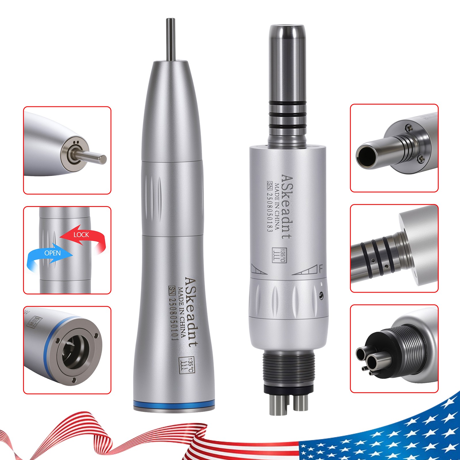 Dental High Speed Handpiece /Contra Angle/Straight/Air Motor 4Hole Inner AS ADA4