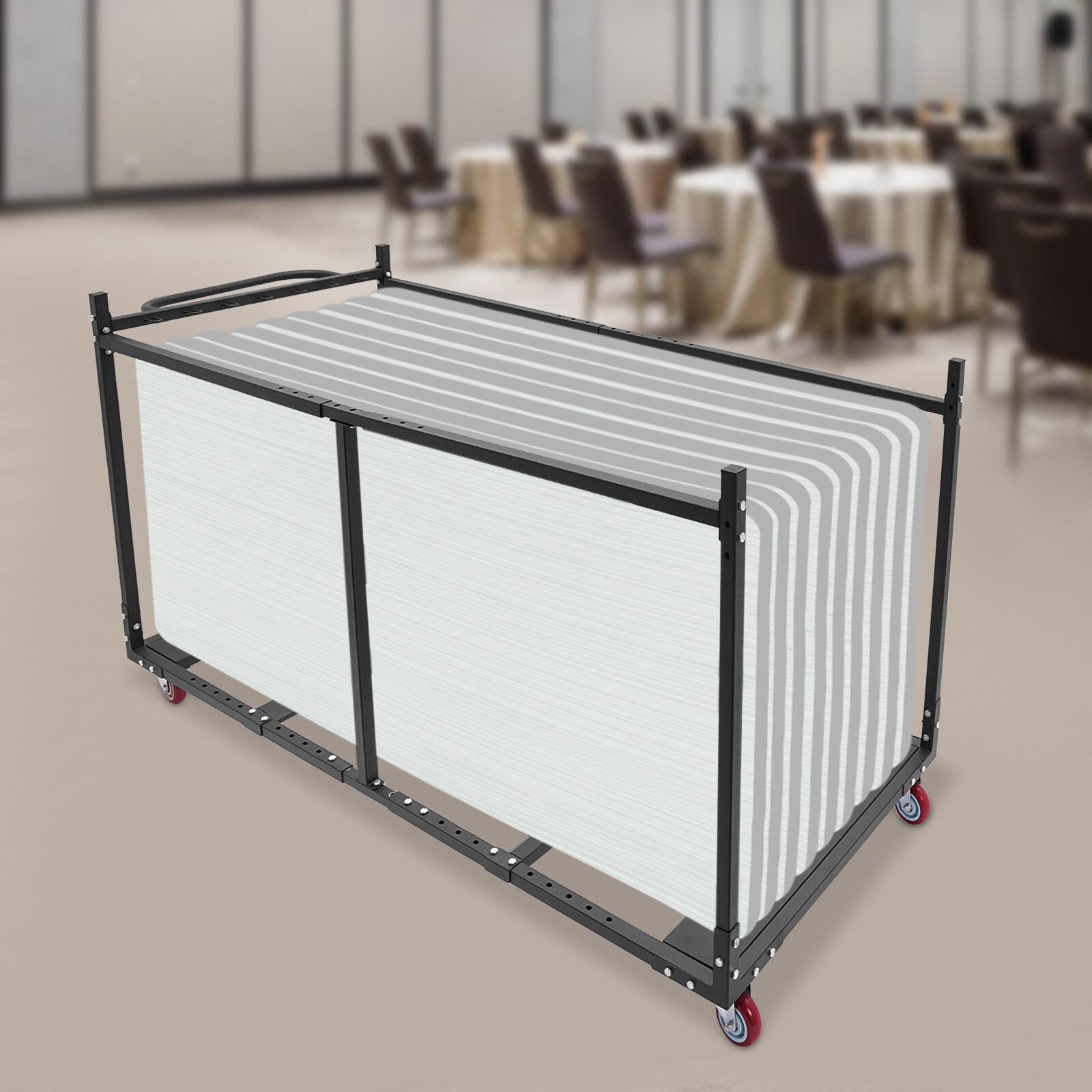 Folding Table Cart Folding Table Trolley Q235 Steel Table Storage Rack Desk