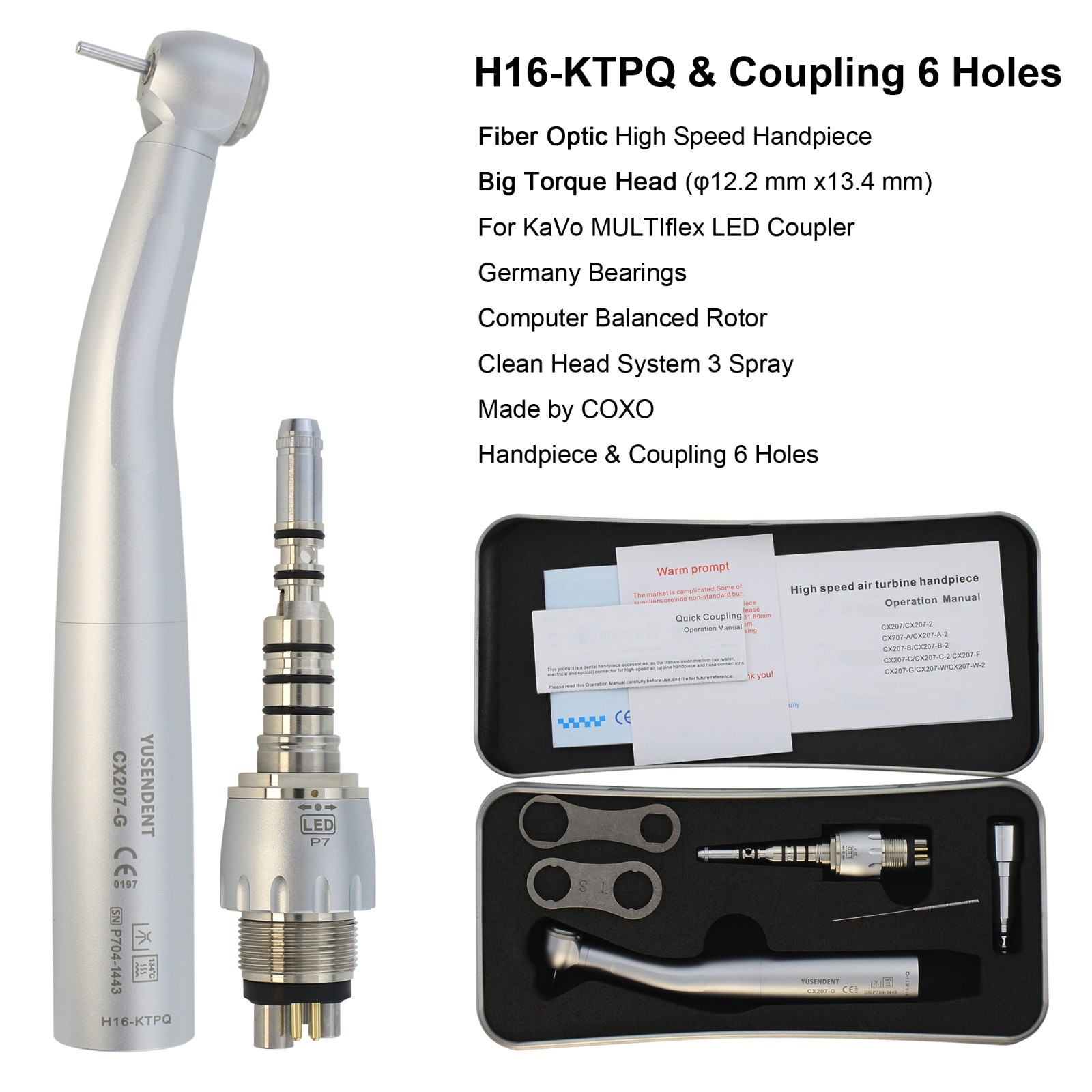 BEING COXO Dental High Speed Handpiece For KaVo MULTIflex Coupler 465RN 456 LED