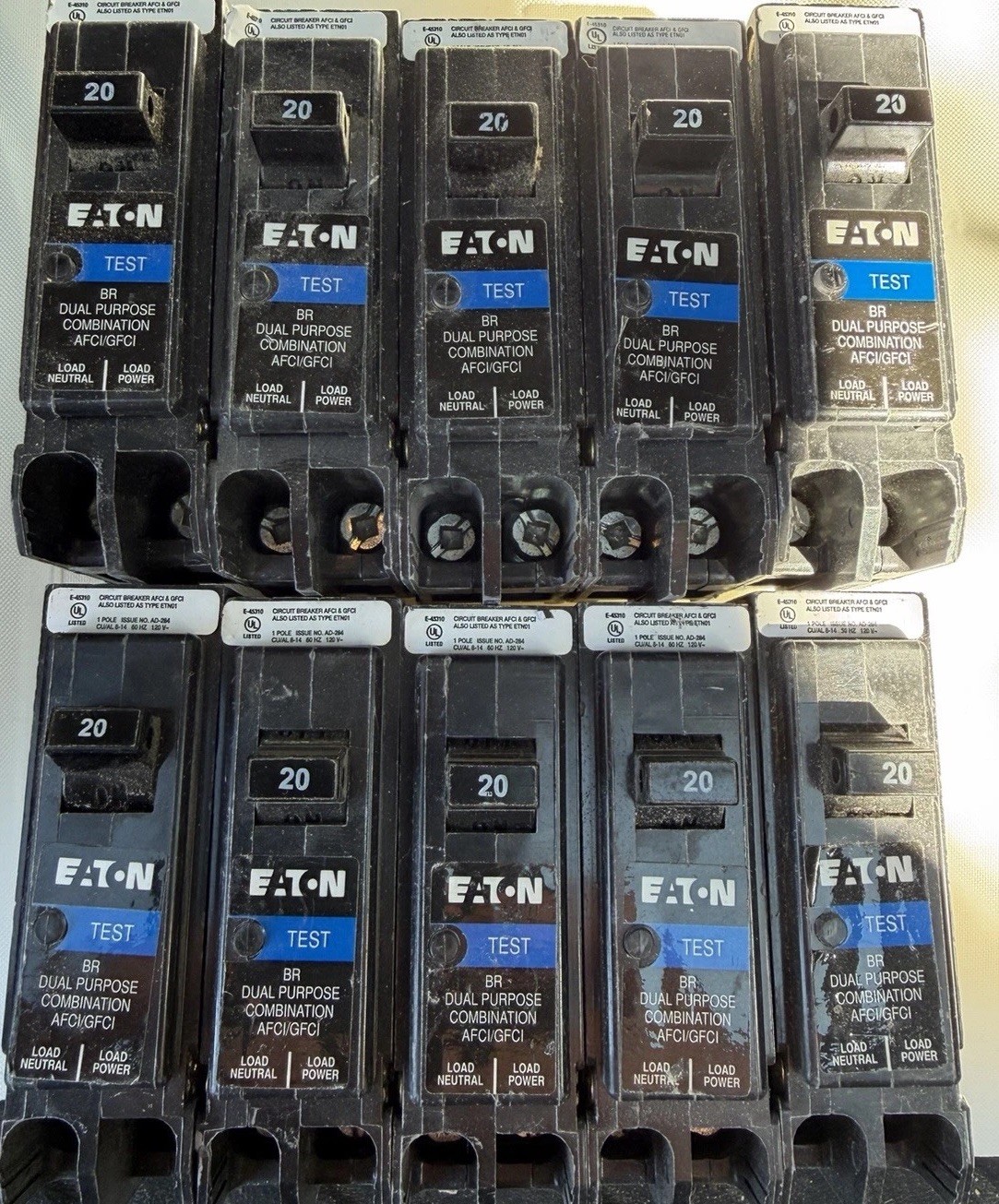 Eaton BRP120DF 20A Dual Function AFCI/GFCI Breaker Lot of 10