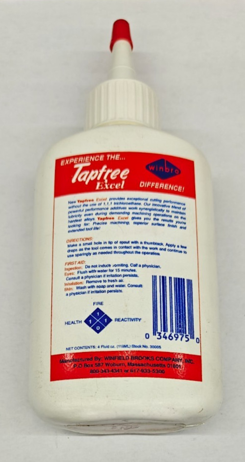 Winbro Tapfree Excel Cutting Fluid Bottle 4 Fl. Oz For Use On ALL Metals USA