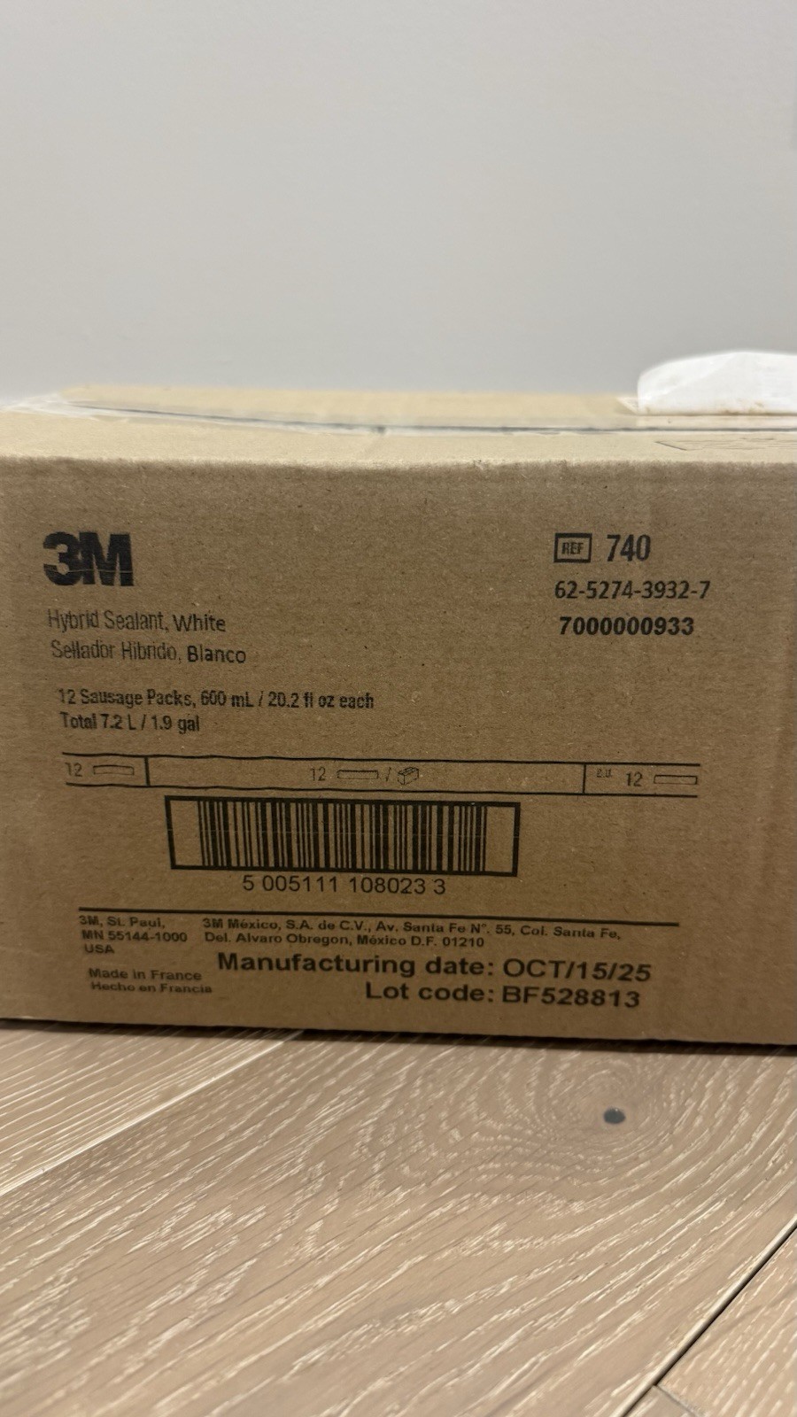 12-Pack_3M 740 Hybrid Sealant White Hot Melt Adhesive 12 Sausage Packs 600mL