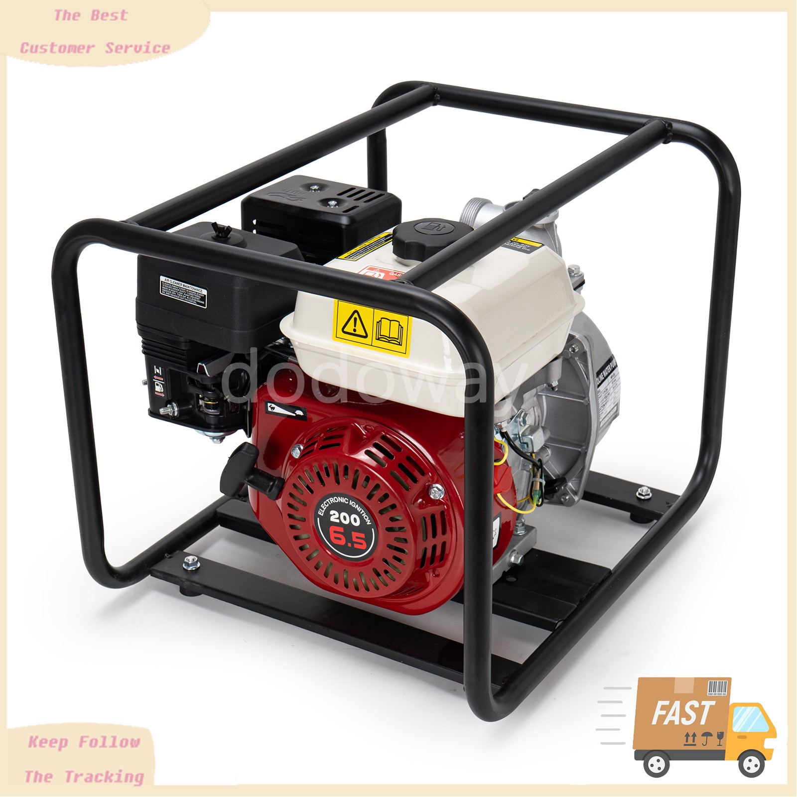 2 Inch Gas Powered Water Pump 6.5HP 4-Stroke Cast Iron Semi Trash Drainage Tool
