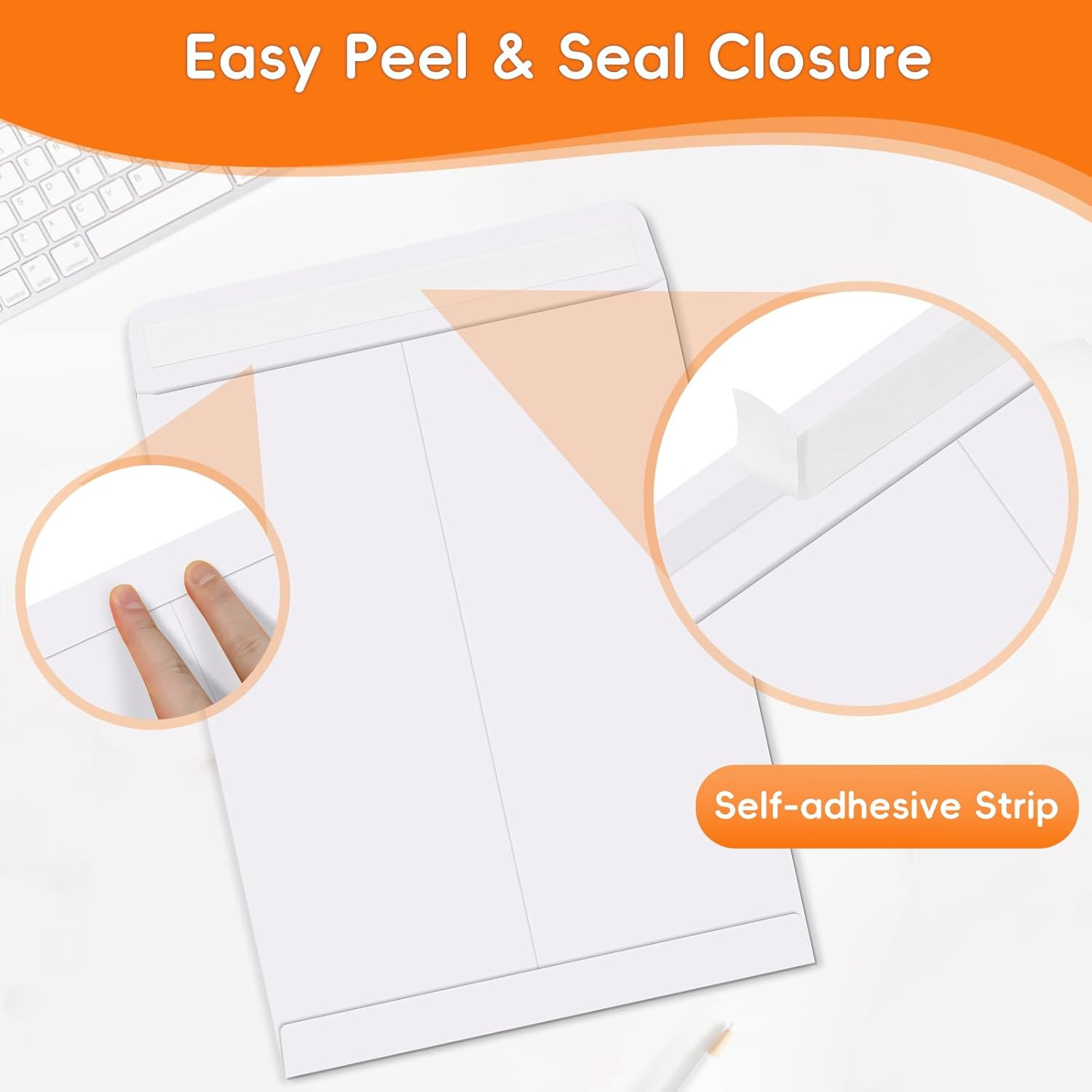 25 Pack Catalog Mailing Envelopes, 9 X 12 Inches Self-Seal White Manilla Envelop
