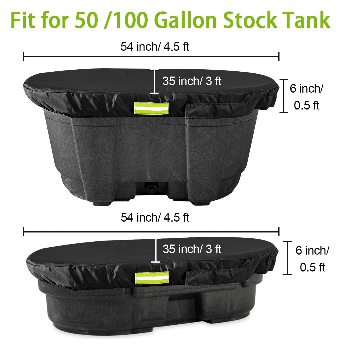 MQLD Rubermaid 50 100 Gallon Oval Stock Tank Water Trough Cover with Zipper