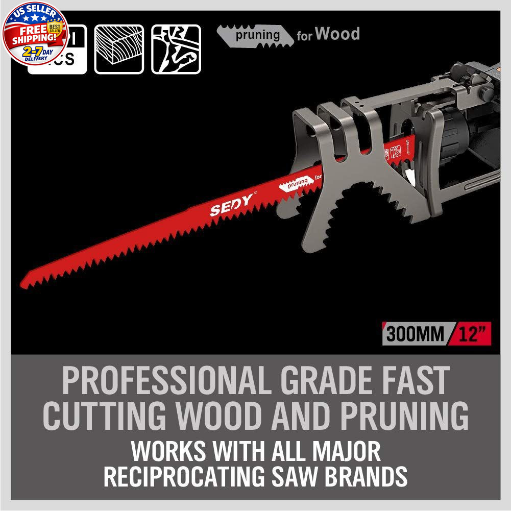 12-Inch Wood Pruning Reciprocating Saw Blades, 5TPI Saw Blades for Tree Trimming