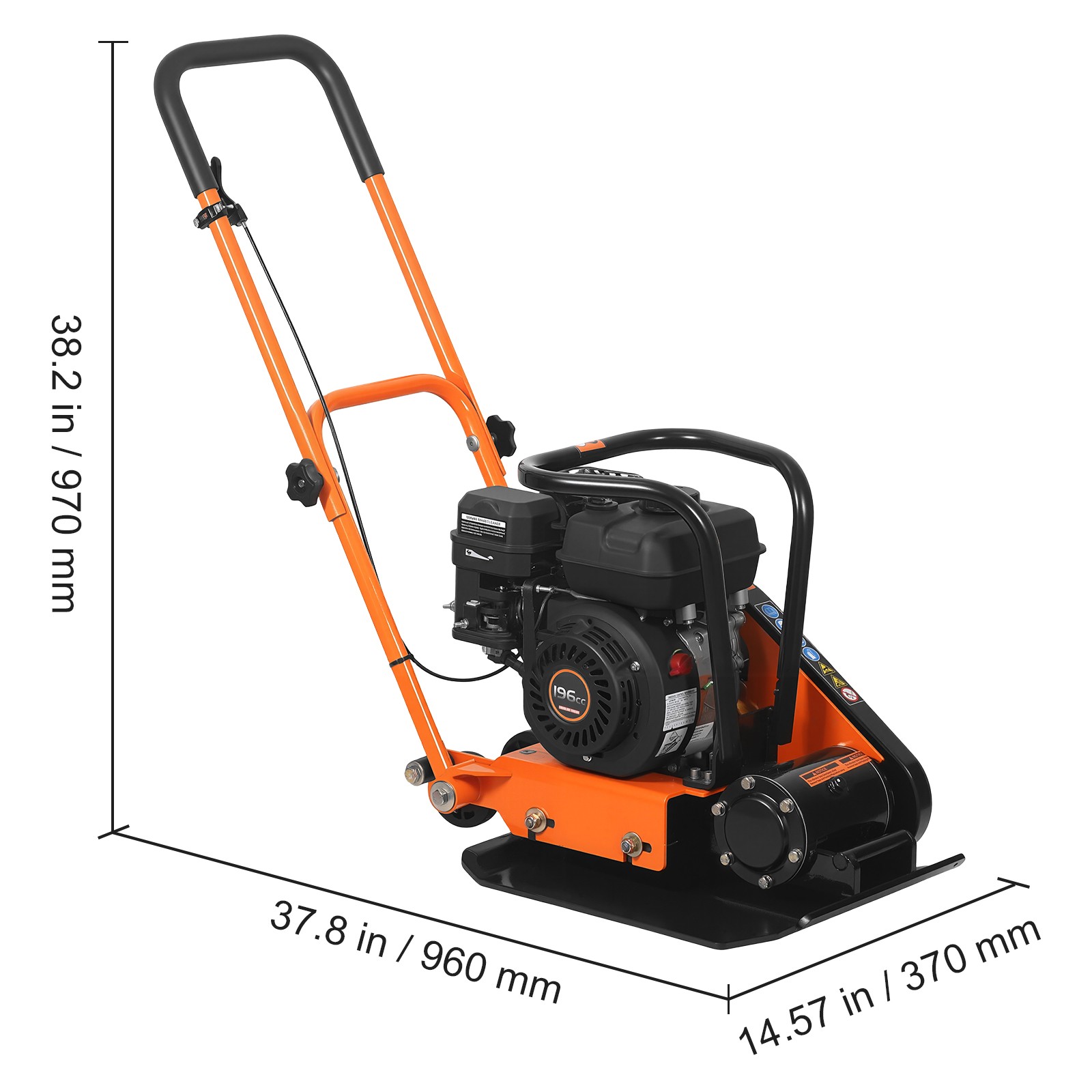 Uimoso 6.5HP Vibrating Plate Compactor for Asphalt, 5600VPM, 2360lbs