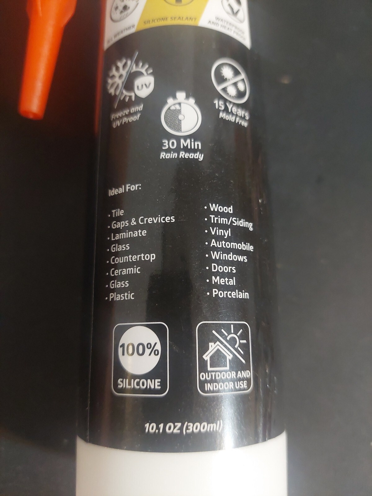Xfasten Silicone Sealant Waterproof Black Cartridge, 10.1 Oz Caulk All weather