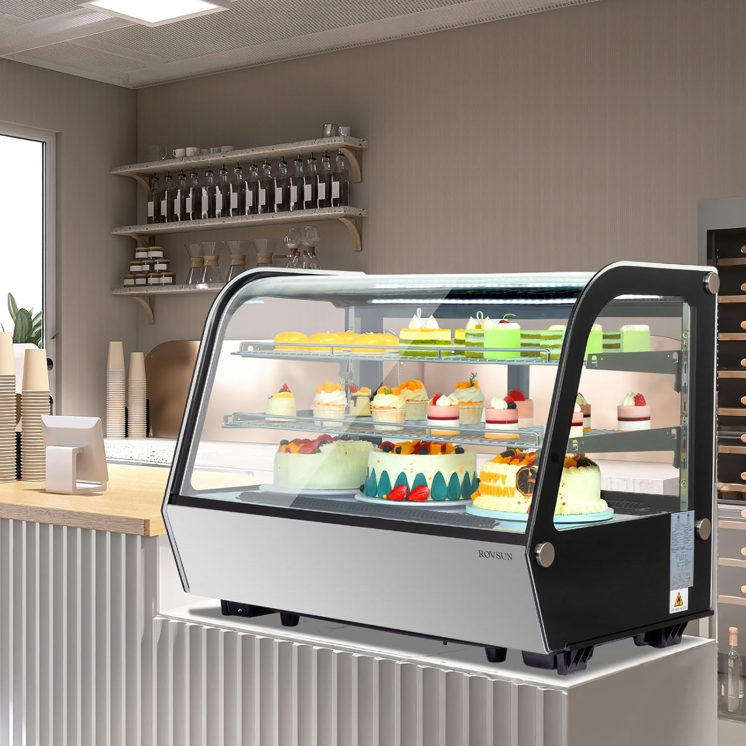 Refrigerated Display Case, 5.7 Cu.Ft./160L, Countertop Pastry Display Showcase