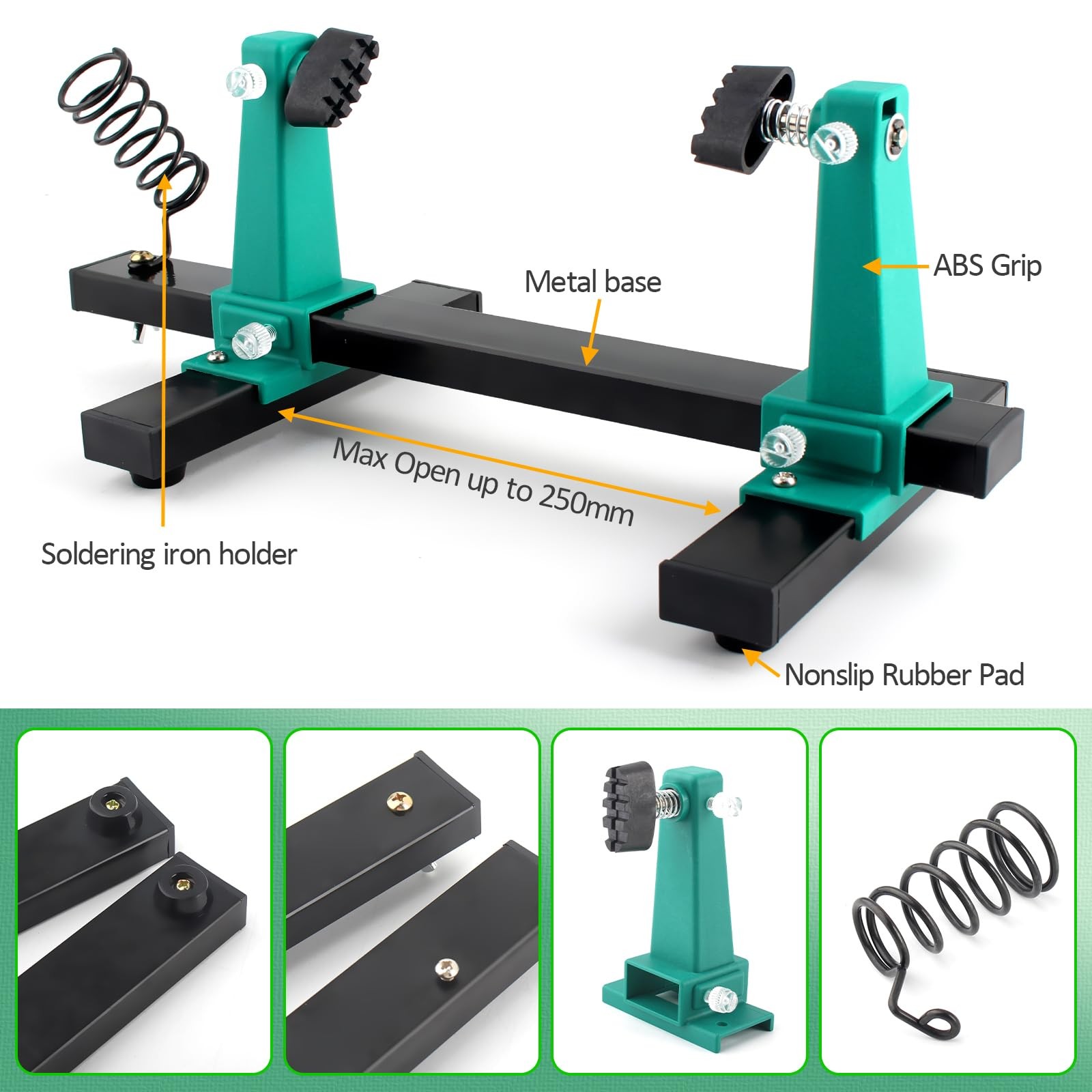 Adjustable PCB Holder Soldering Clamp for Circuit Board Blue and Green
