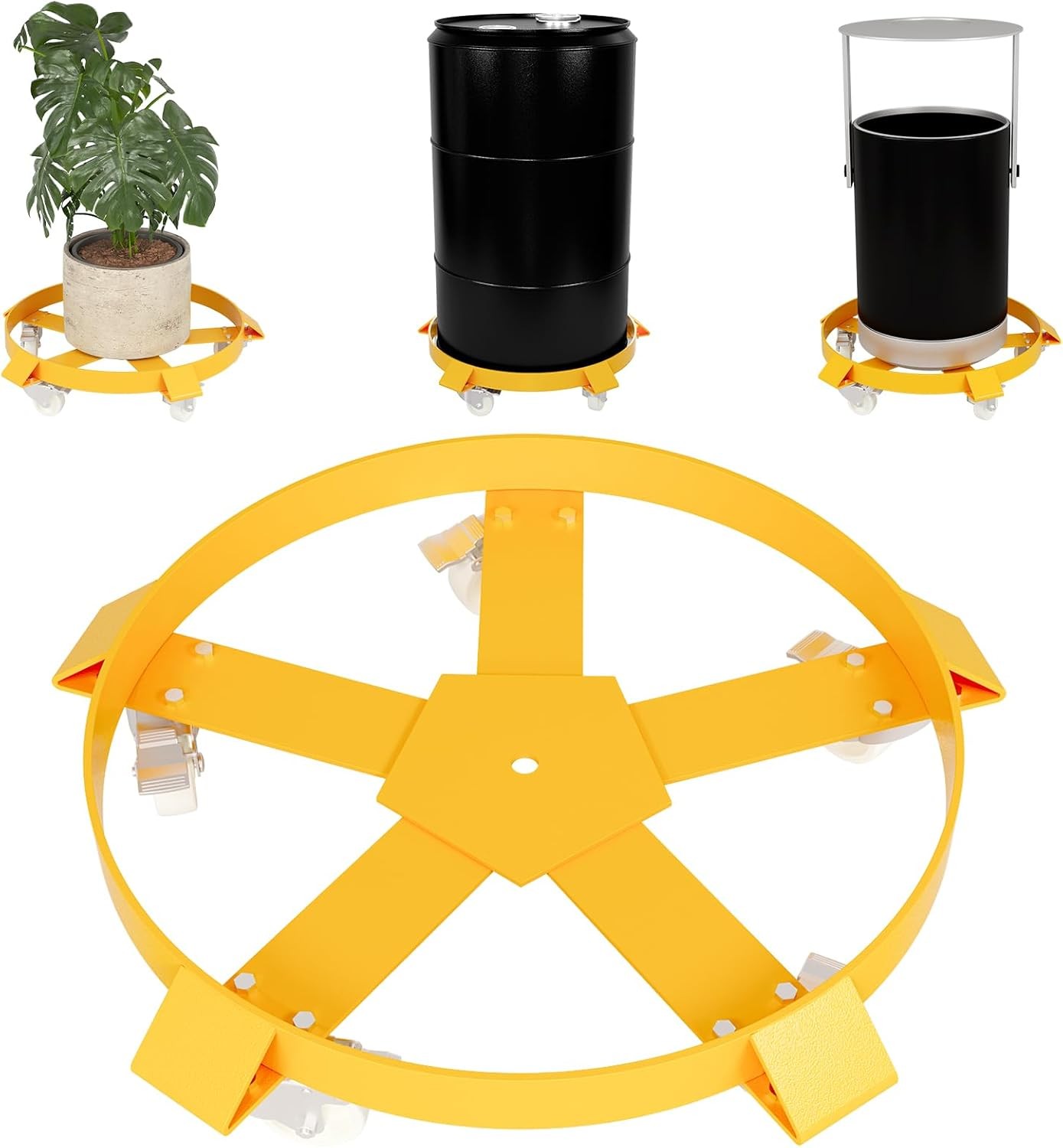 1X 55 Gallon Drum Dolly Barrel Dolly Carts Drum Dolly With Swivel Casters Yellow