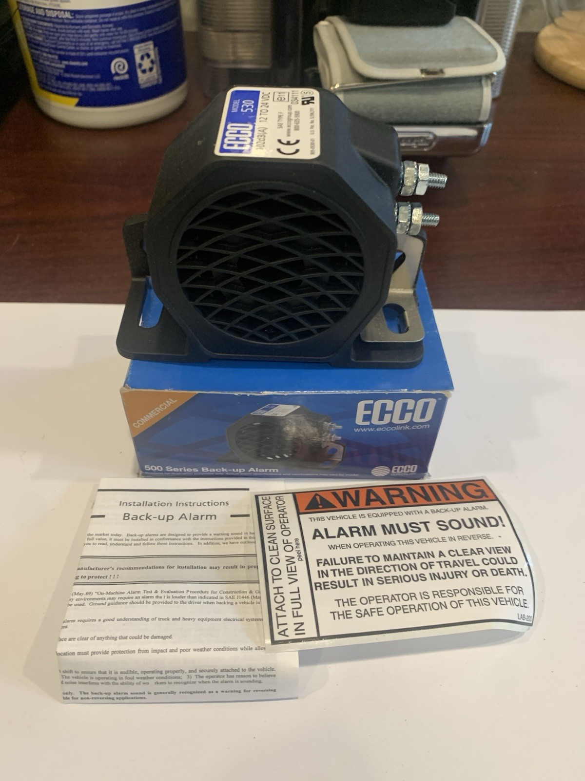 NEW Ecco 500 Series Back-Up Alarm Model 520 12-24V Black Alarm System 97dB NOB