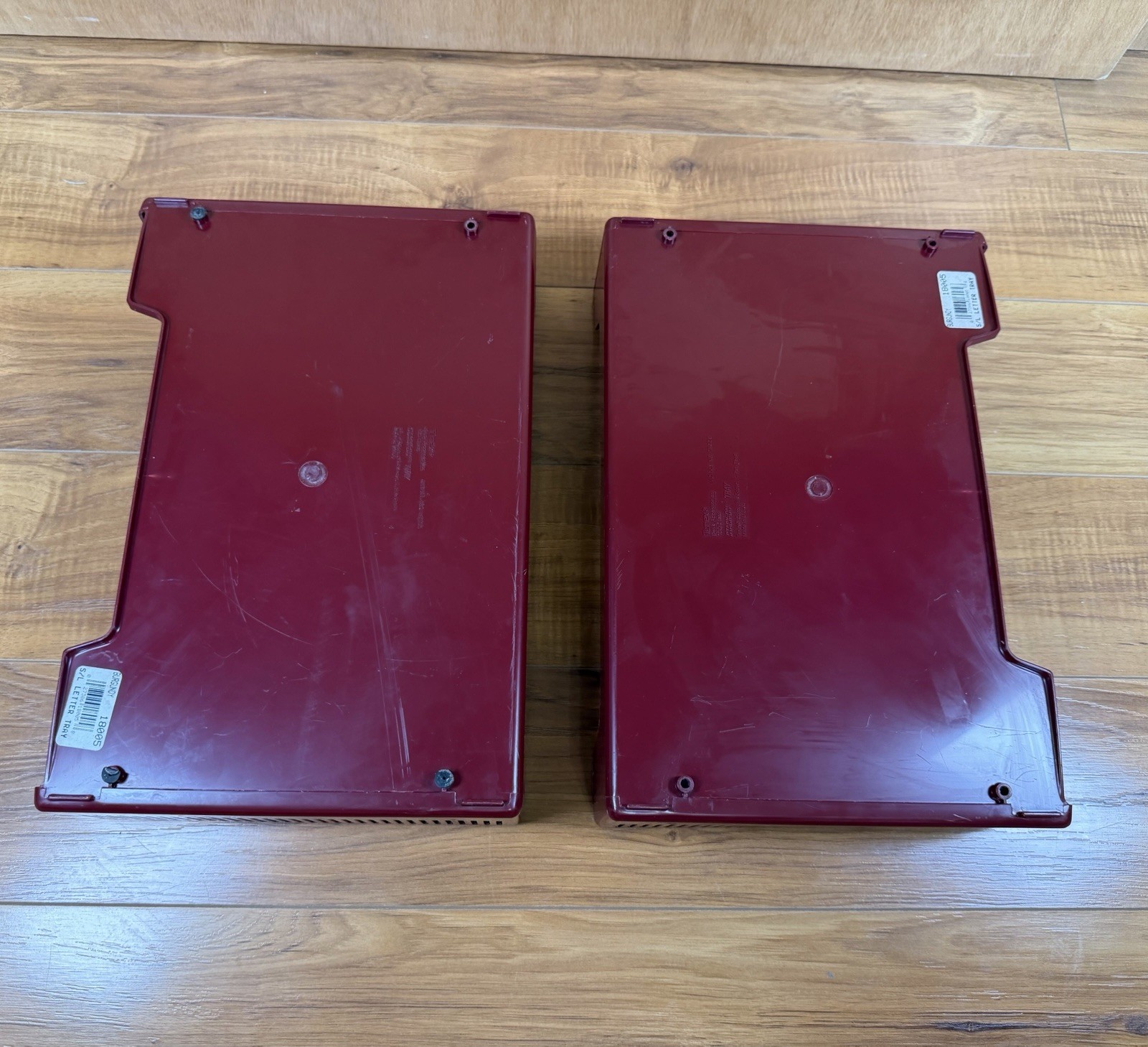 VTG 80s Tenex Stack On Desk Letter Paper Trays Maroon Burgundy MCM Organizer USA