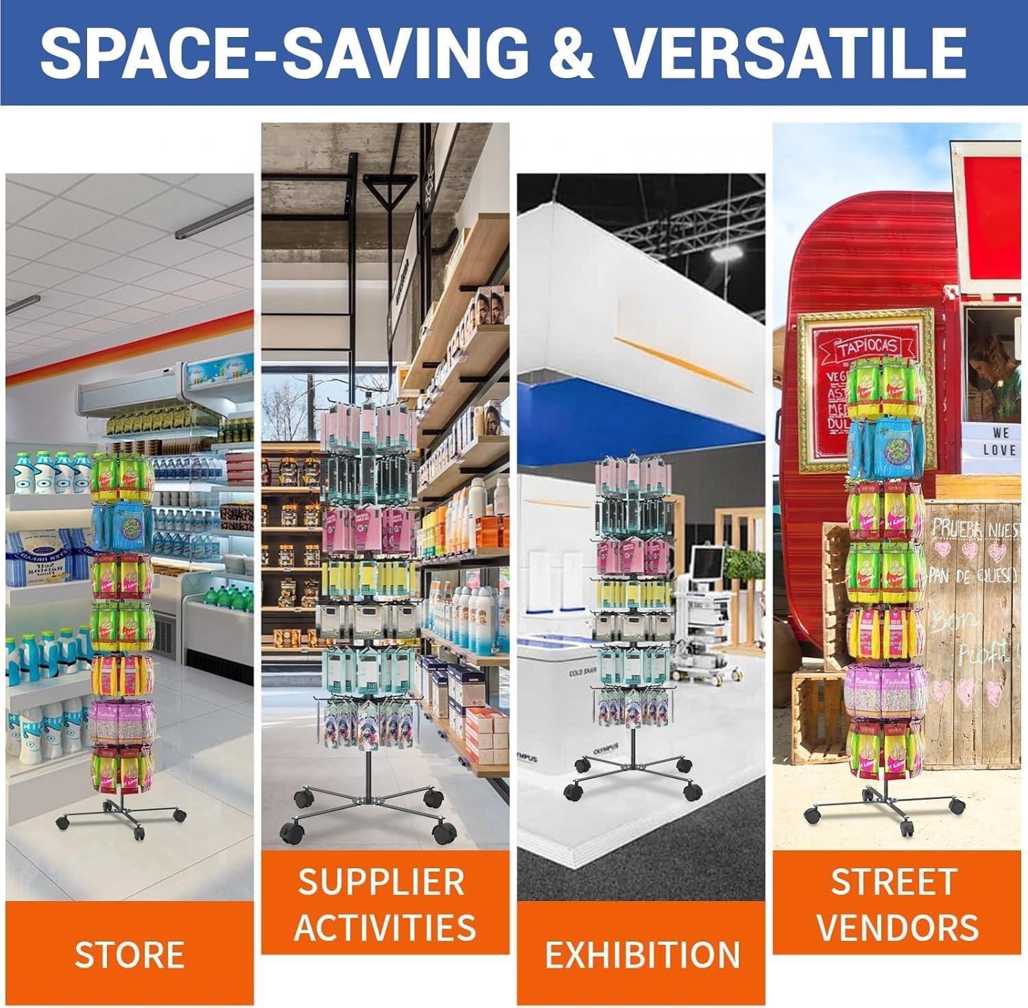 Retail Display Stand 7 Layer Alloy Steel Jewelry Display Vendors 360°Rotating