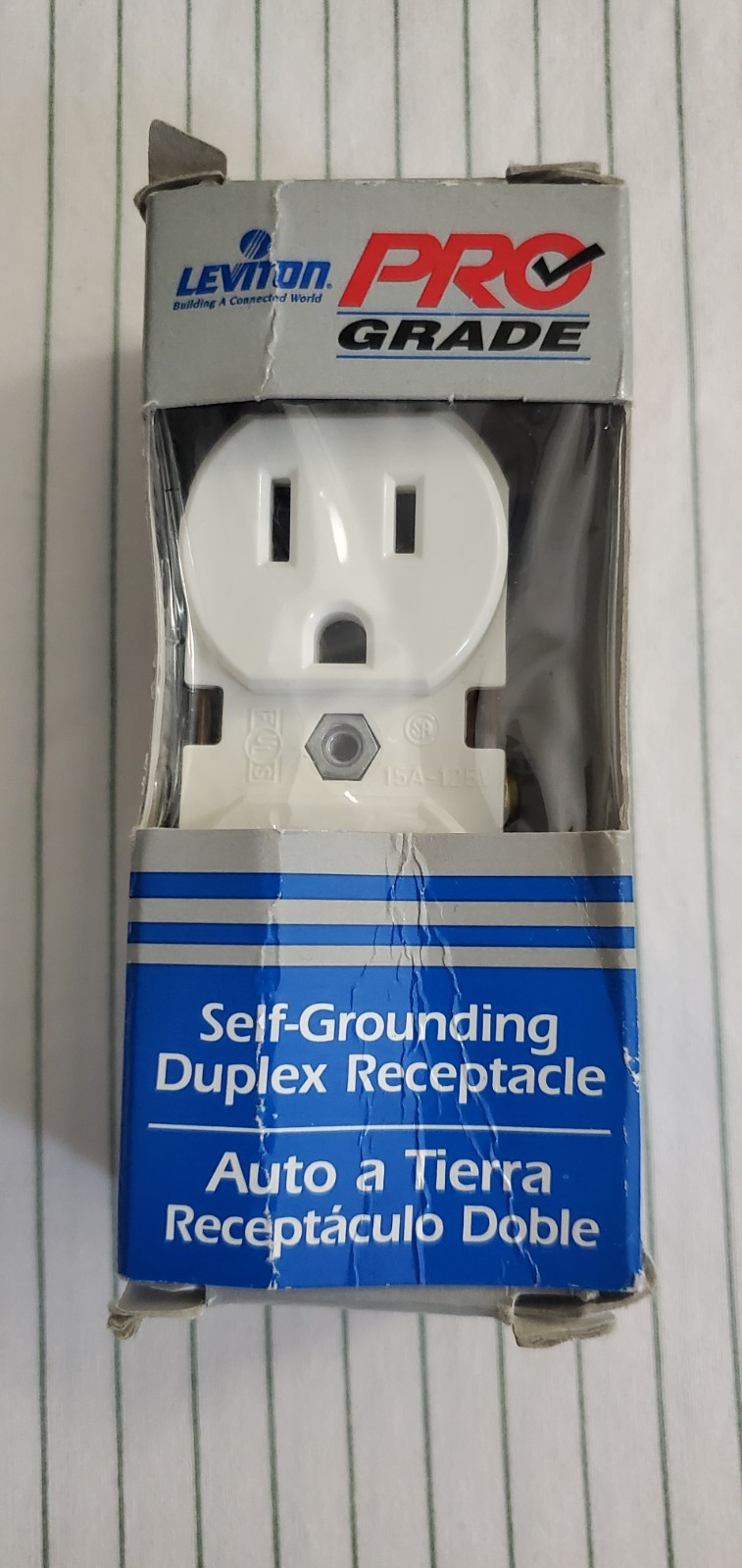 LEVITON PRO GRADE SELF-GROUNDING DUPLEX RECEPTACLE BACK & SIDE WIRED