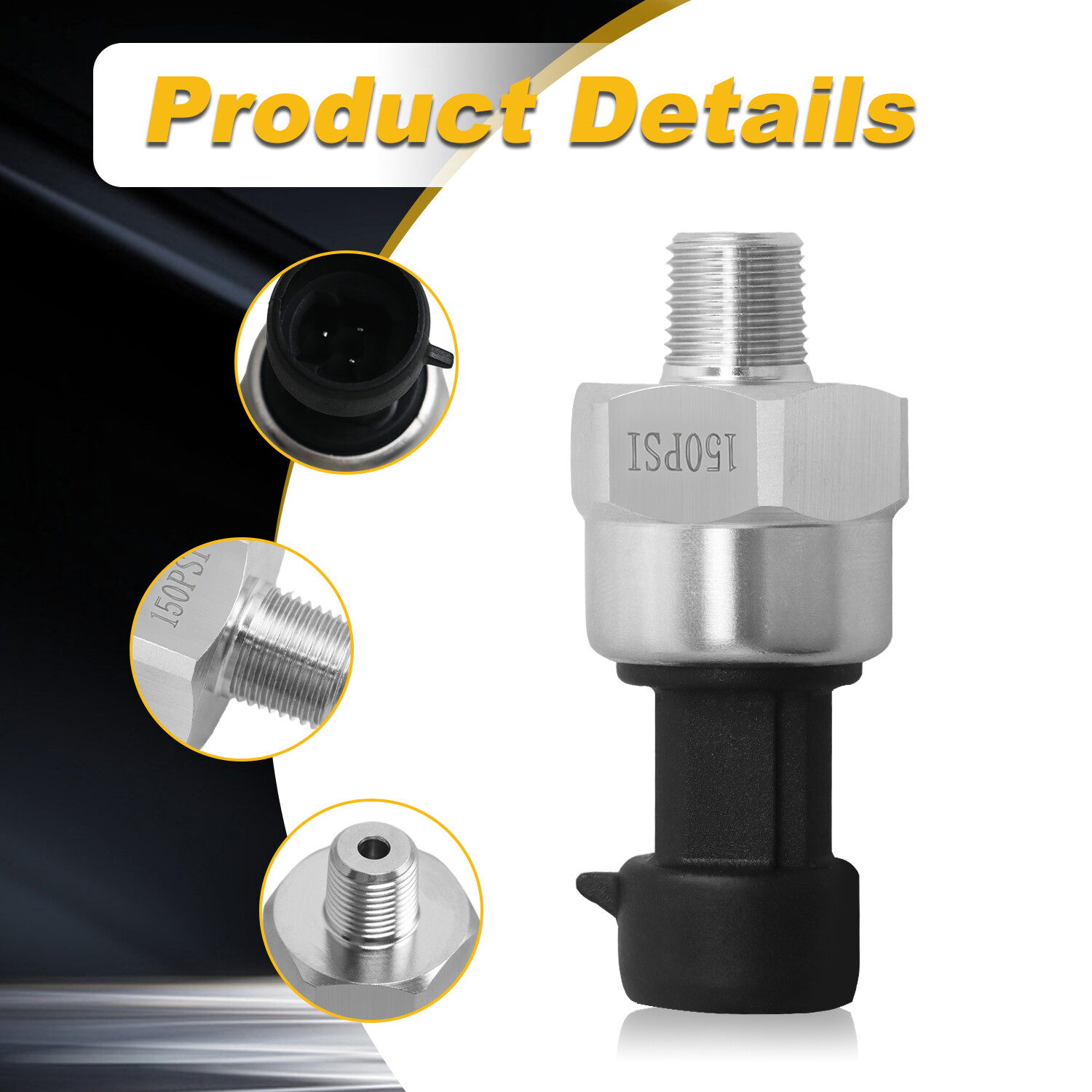 150PSI Stainless Steel Pressure Transmitter + Wiring for Gas Water Air