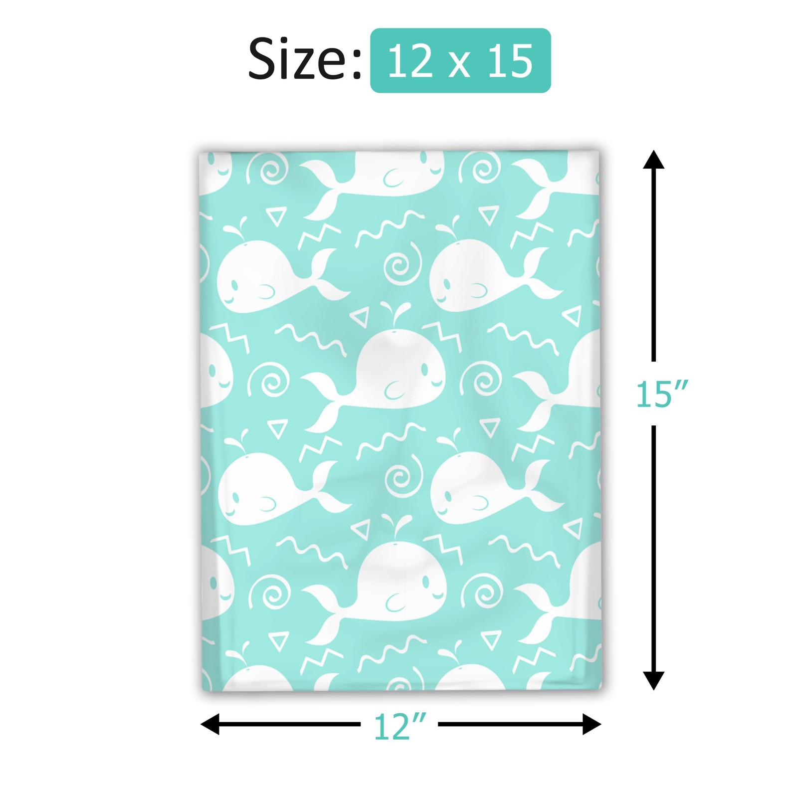 12×15 (50) Blue Whales Designer Poly Mailers Waterproof Self Sealing Tear Res…