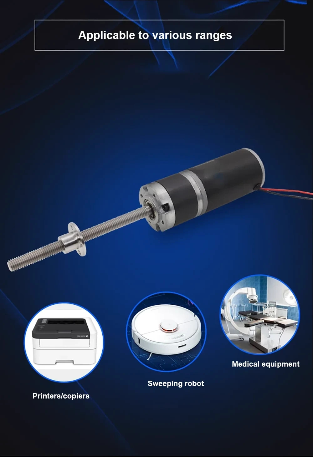 100kg 36mm 12V/24V M8 100mm/50mm threaded long shaft planetary DC reducer motor