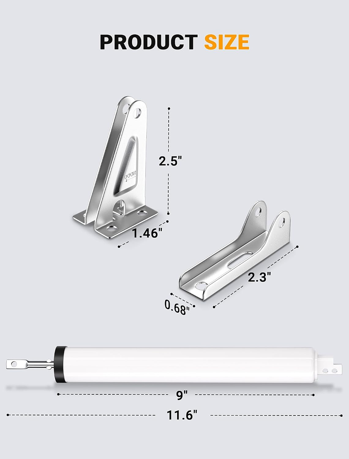 White Storm Door Closer, Pneumatic Screen Door Closer, Adjustable Speed, Hold Op