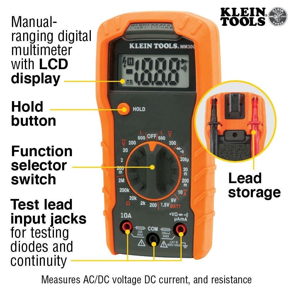Klein Tools 69149P Digital Multimeter Voltage Tester Outlet Test Kit New